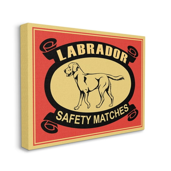 Stupell Industries Labrador Dog Safety Matches Vintage Illustration Red Yellow, 36 x 48, Designed by Mark Rogan