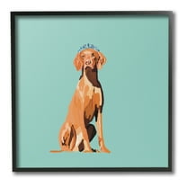 Stupell Industries Labrador Dog with Crown Animals & Insects Painting Black Framed Art Print Wall Art, 12 x 12