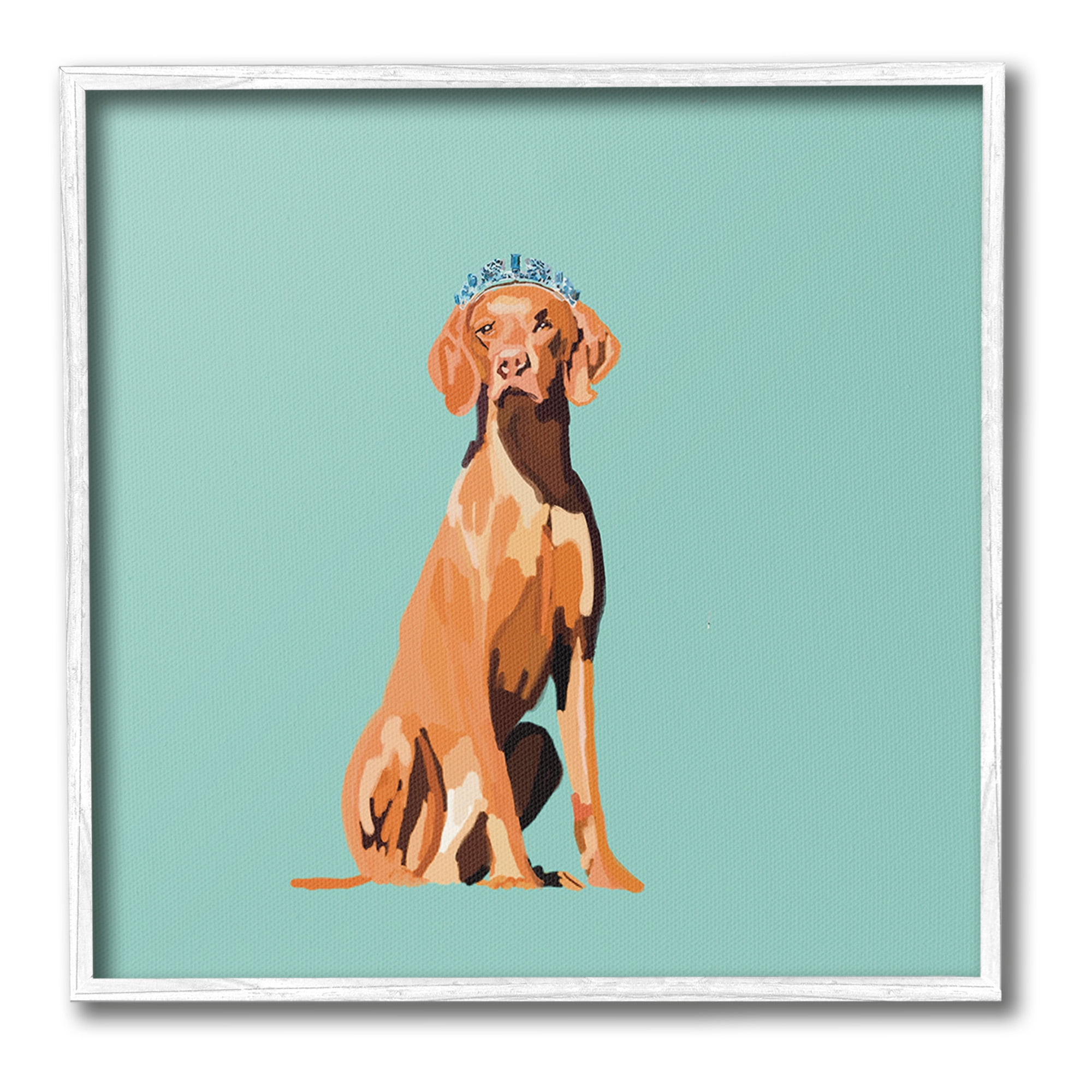 Stupell Industries Labrador Dog with Crown Animals & Insects Painting White Framed Art Print Wall Art, 17 x 17