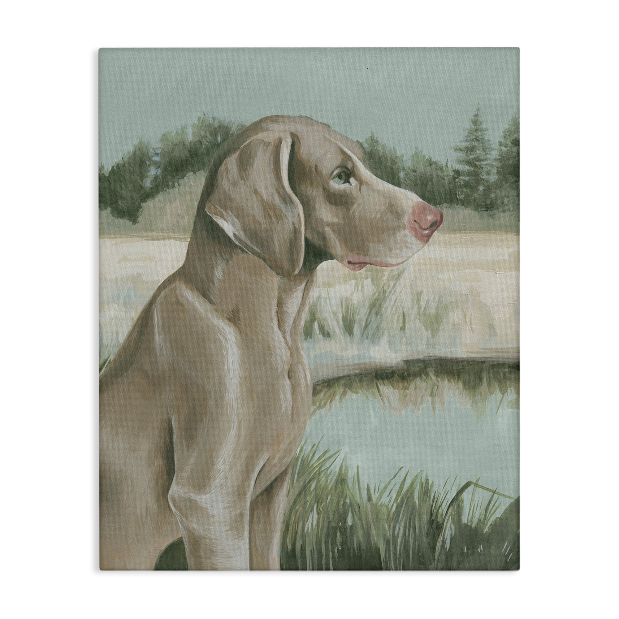 Stupell Industries Labrador Lake Landscape Animals & Insects Painting Gallery Wrapped Canvas Art Print Wall Art, 36 x 48