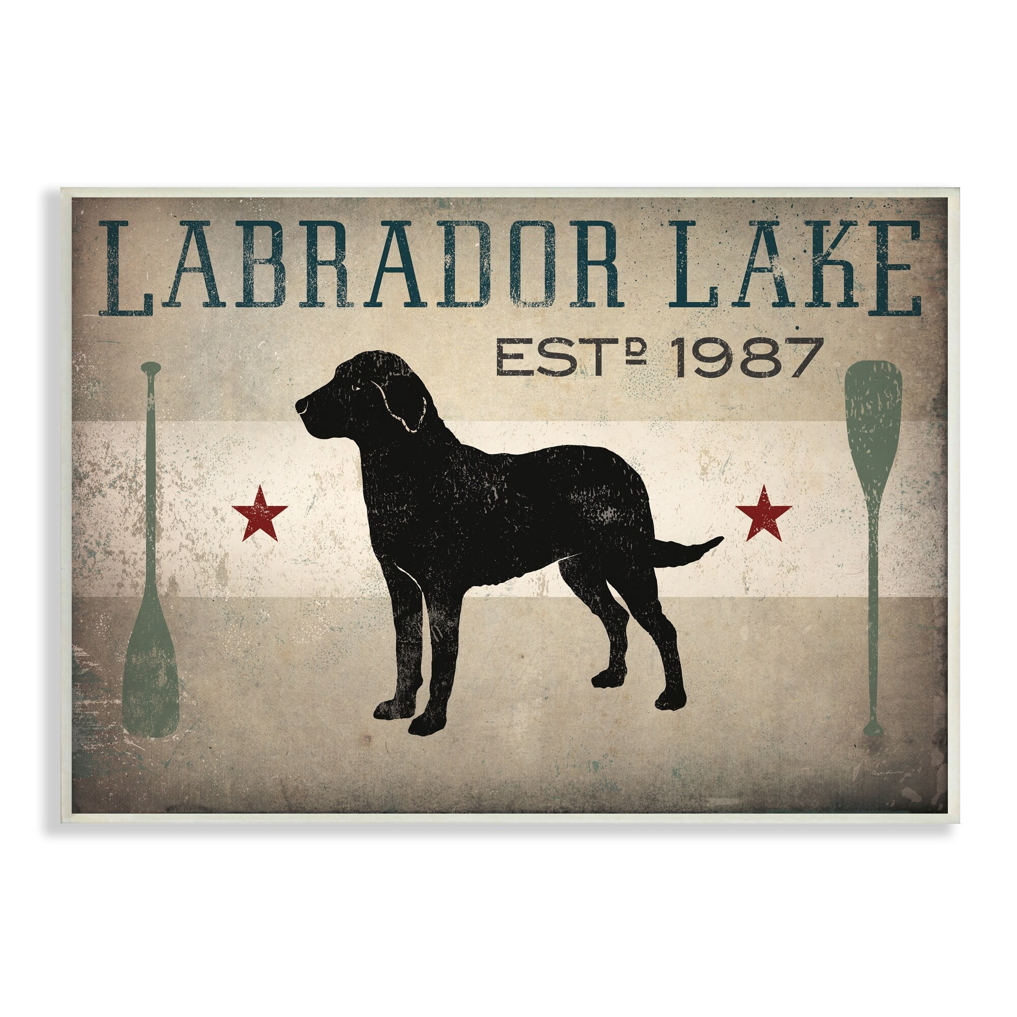 Stupell Industries Labrador Lake Rustic Dog Rowboat Oars Cabin Sign, 19 x 13, Design by Ryan Fowler