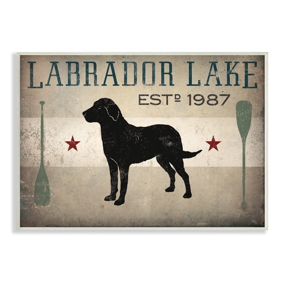 Stupell Industries Labrador Lake Rustic Dog Rowboat Oars Cabin Sign, 19 x 13, Design by Ryan Fowler