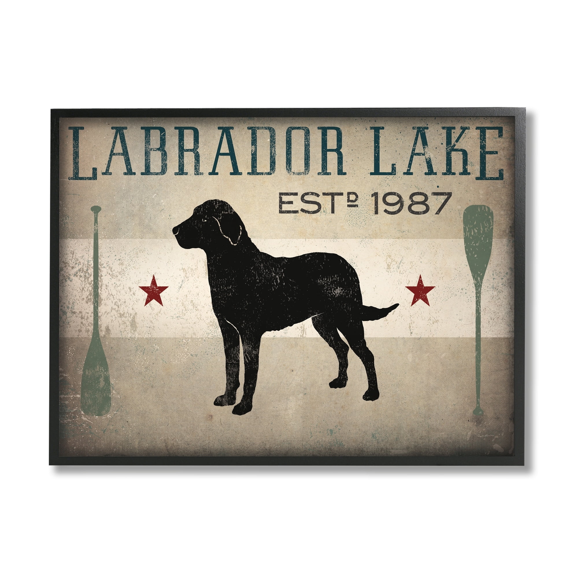 Stupell Industries Labrador Lake Rustic Dog Rowboat Oars Cabin Sign, 30 x 24, Design by Ryan Fowler