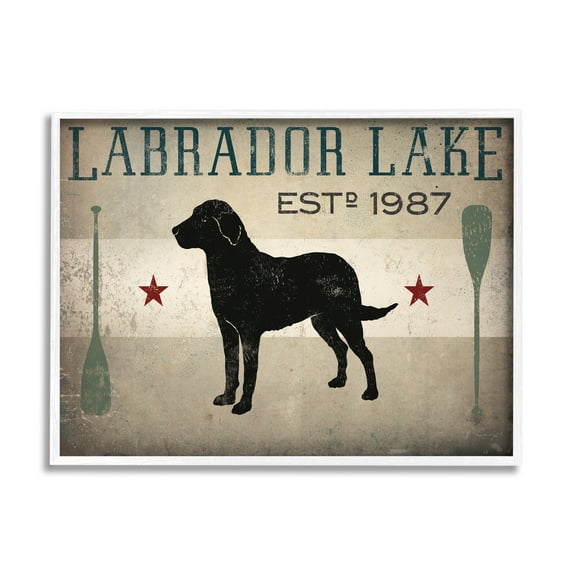 Stupell Industries Labrador Lake Rustic Dog Rowboat Oars Cabin Sign, 30 x 24, Design by Ryan Fowler