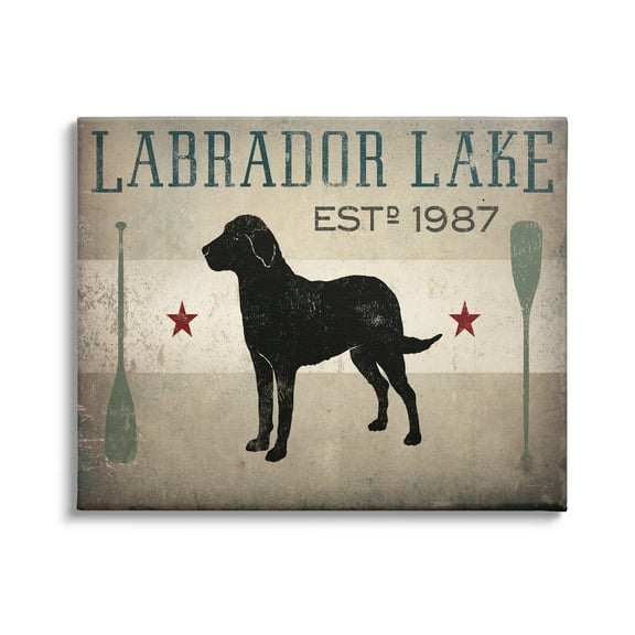 Stupell Industries Labrador Lake Rustic Dog Rowboat Oars Cabin Sign, 48 x 36, Design by Ryan Fowler