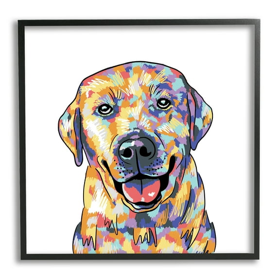 Stupell Industries Labrador Portrait Modern Hues Animals & Insects Painting Black Framed Art Print Wall Art, 12 x 12