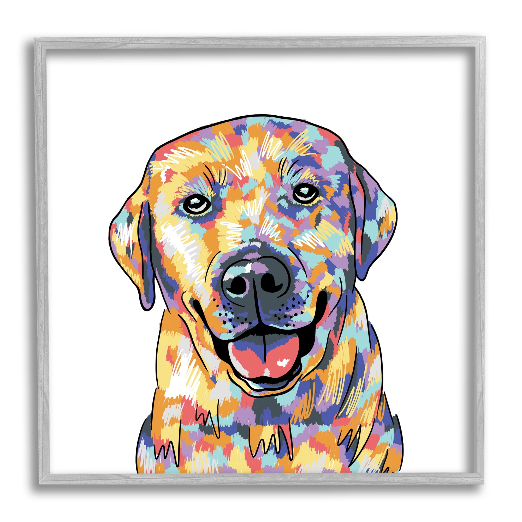 Stupell Industries Labrador Portrait Modern Hues Animals & Insects Painting Gray Framed Art Print Wall Art, 24 x 24
