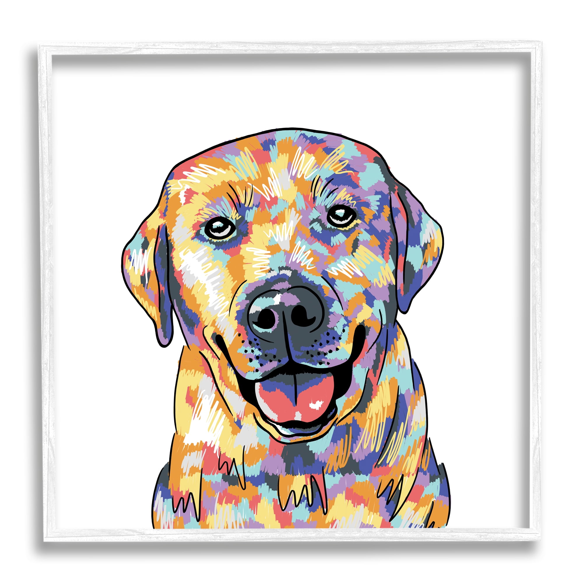 Stupell Industries Labrador Portrait Modern Hues Animals & Insects Painting White Framed Art Print Wall Art, 17 x 17