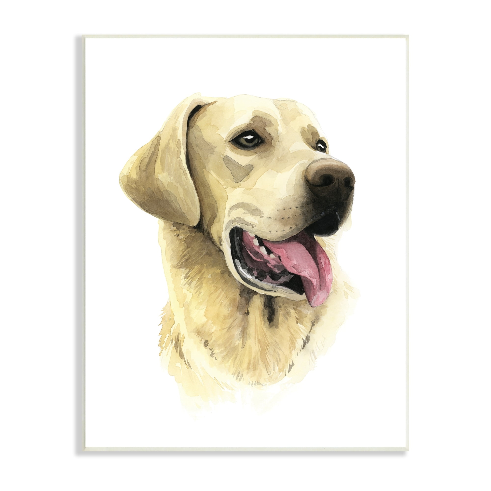 Stupell Labrador Retriever Energetic Portrait Expression Canine Pet Painting Wood Wall Art - White 10 x 15