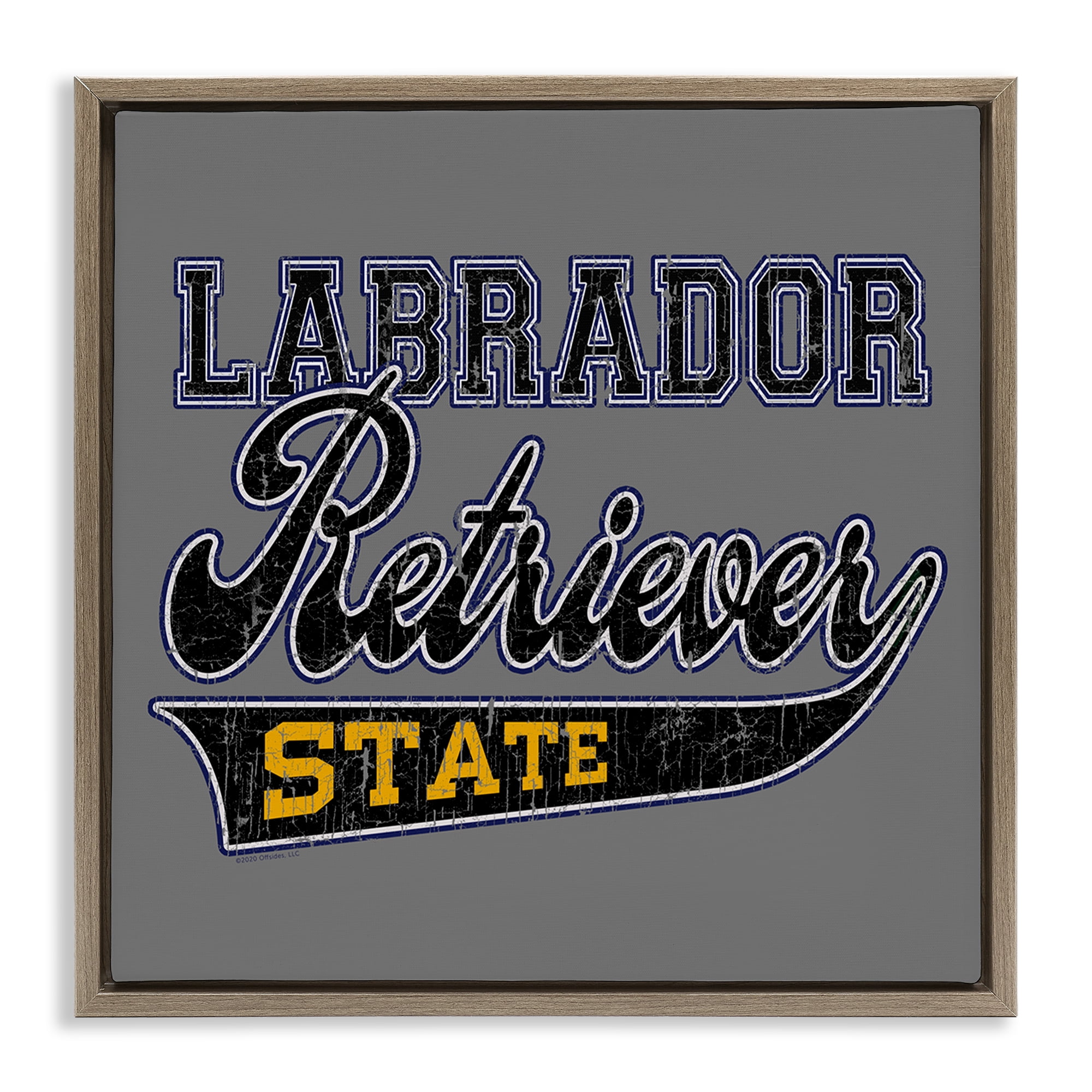 Stupell Industries Labrador Retriever State Novelty & Humor Painting Brown Floater Framed Canvas Art Print Wall Art, 25 x 25