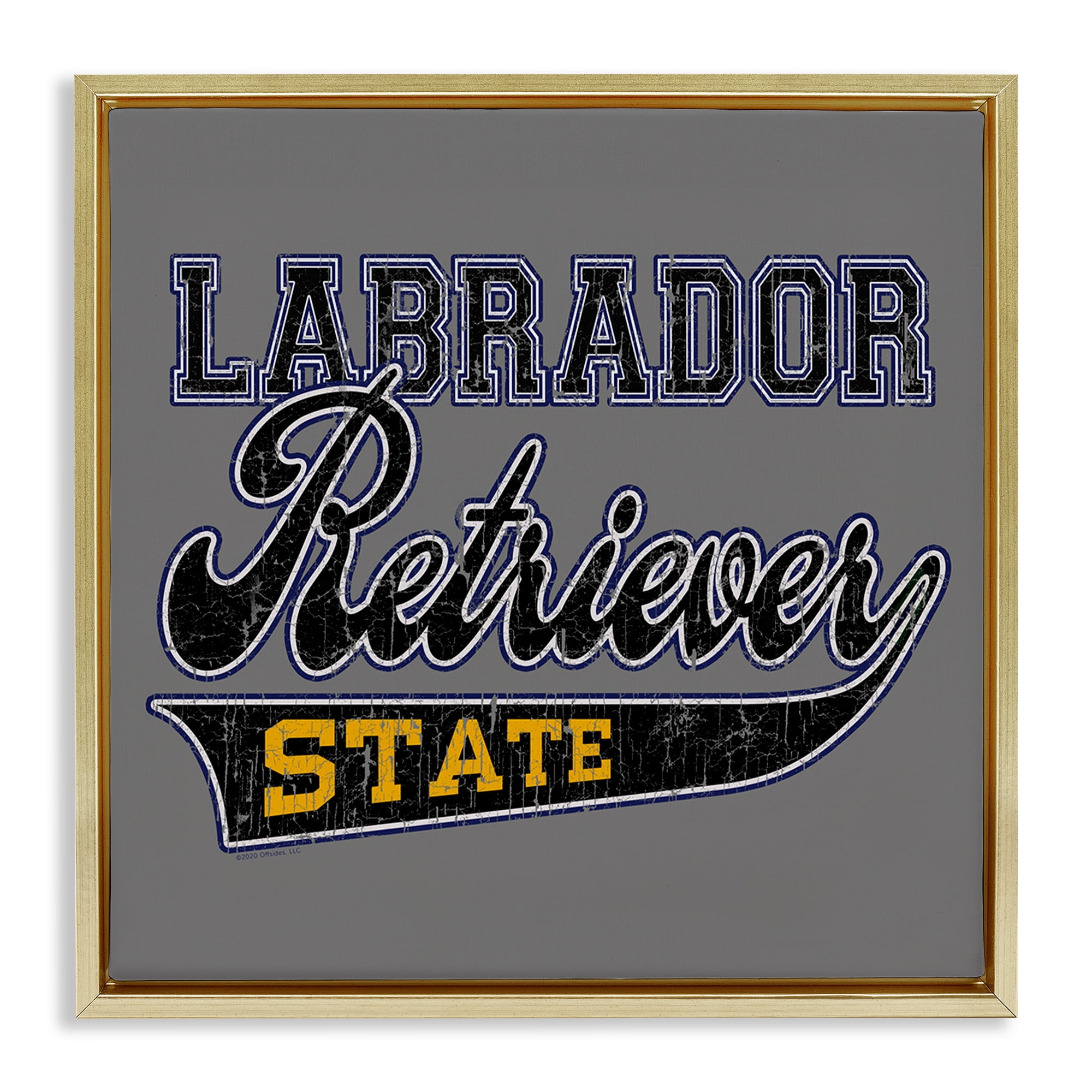 Stupell Industries Labrador Retriever State Novelty & Humor Painting Gold Floater Framed Canvas Art Print Wall Art, 18 x 18