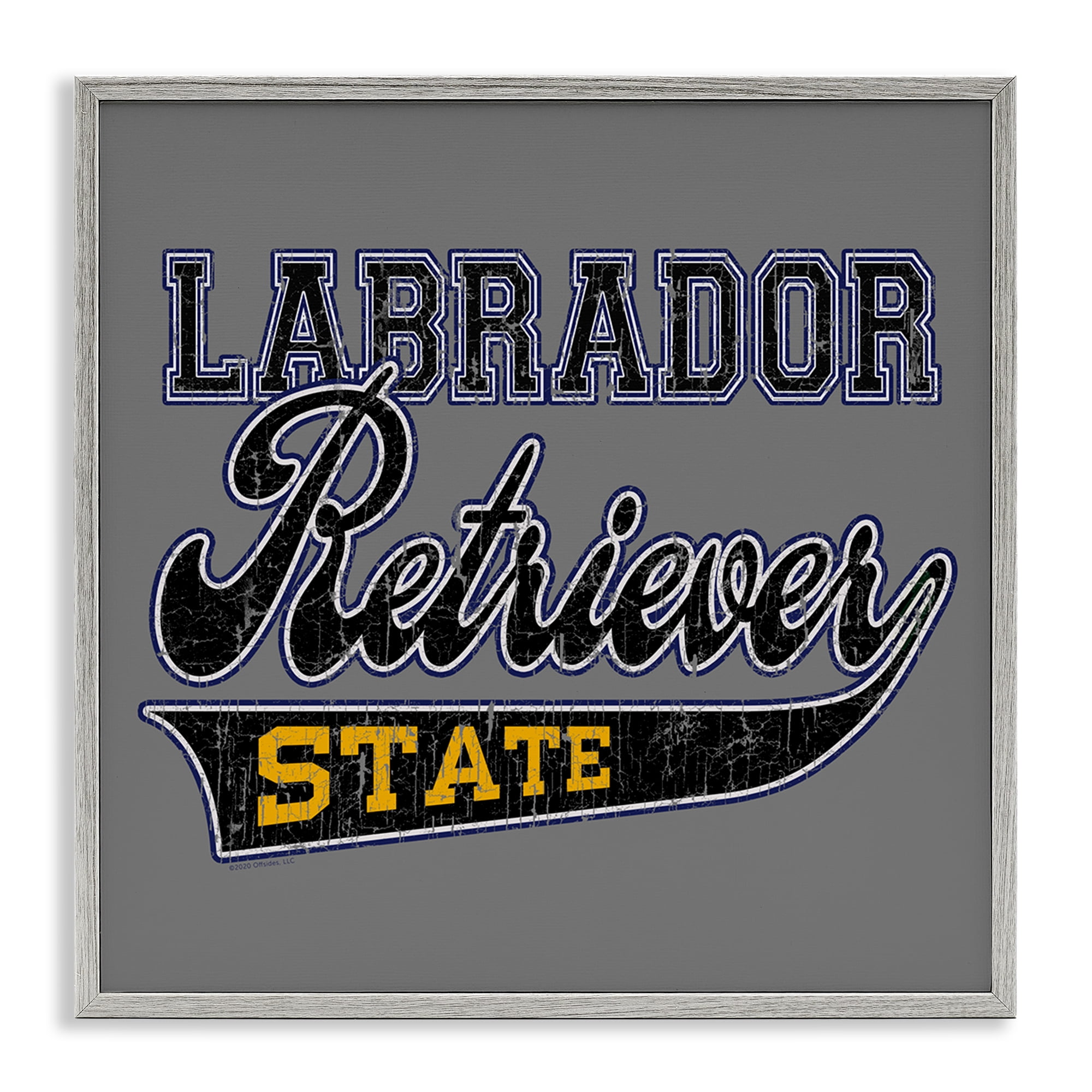Stupell Industries Labrador Retriever State Novelty & Humor Painting Gray Framed Art Print Wall Art, 17 x 17