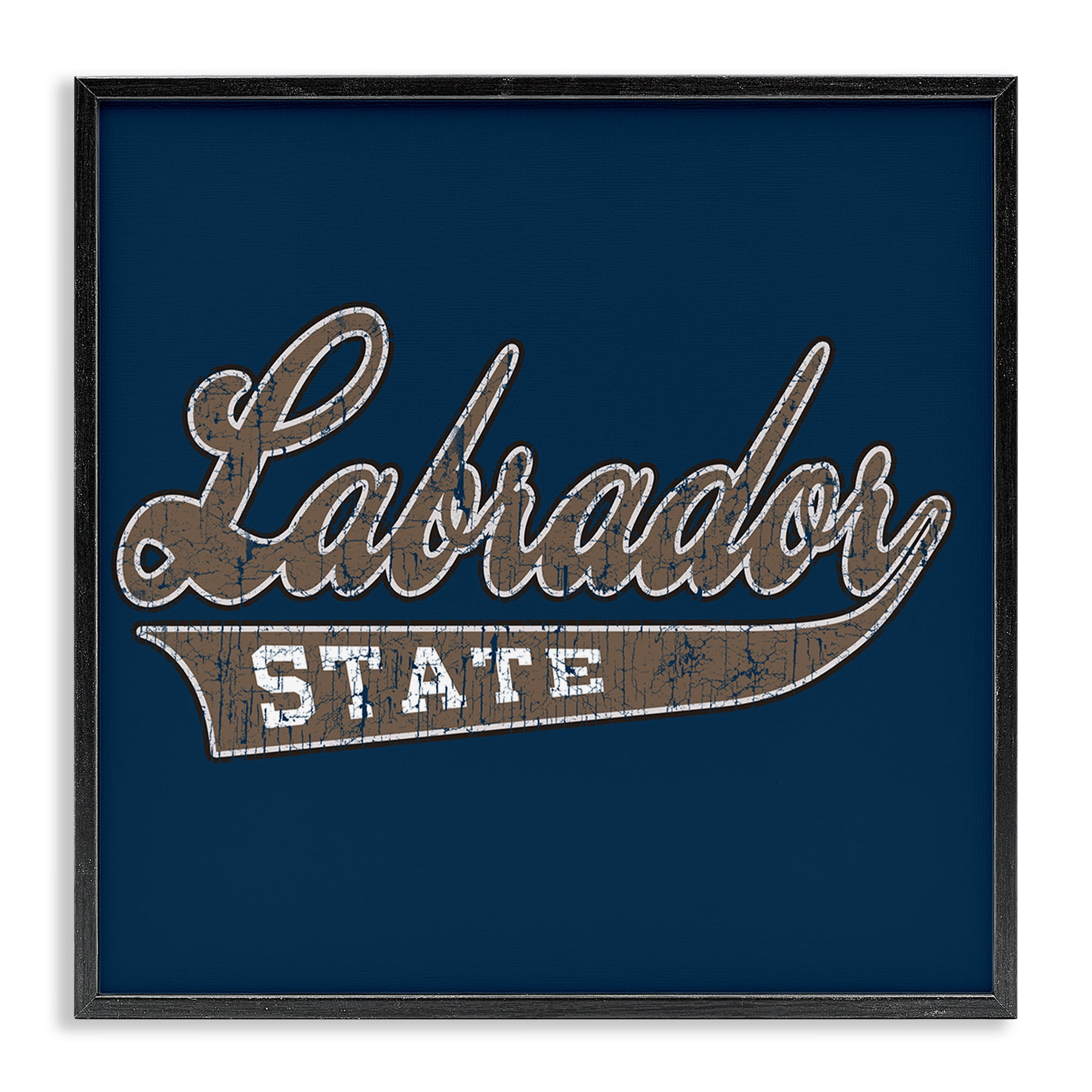 Stupell Industries Labrador State Varsity Novelty & Humor Painting Black Framed Art Print Wall Art, 24 x 24