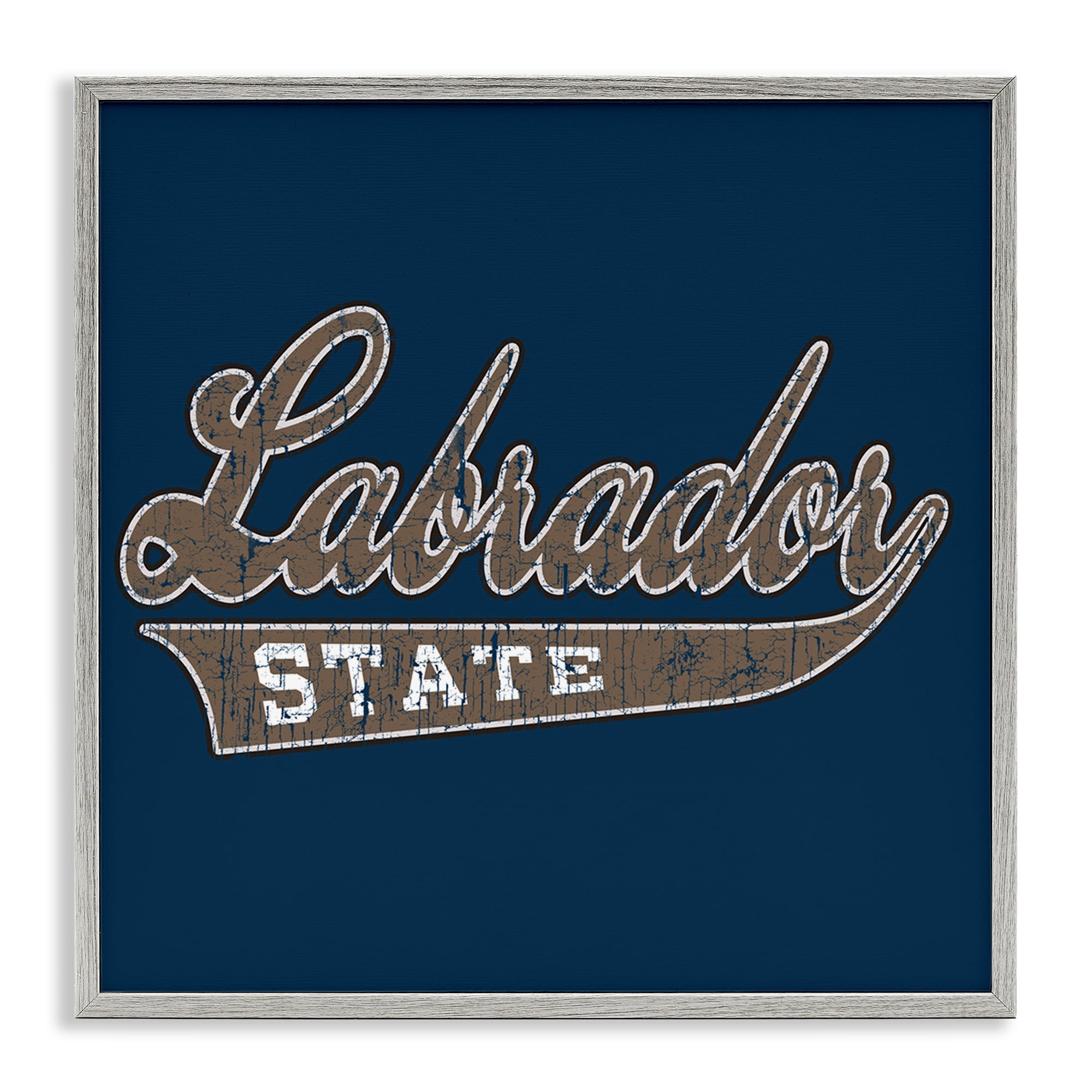 Stupell Industries Labrador State Varsity Novelty & Humor Painting Gray Framed Art Print Wall Art, 17 x 17