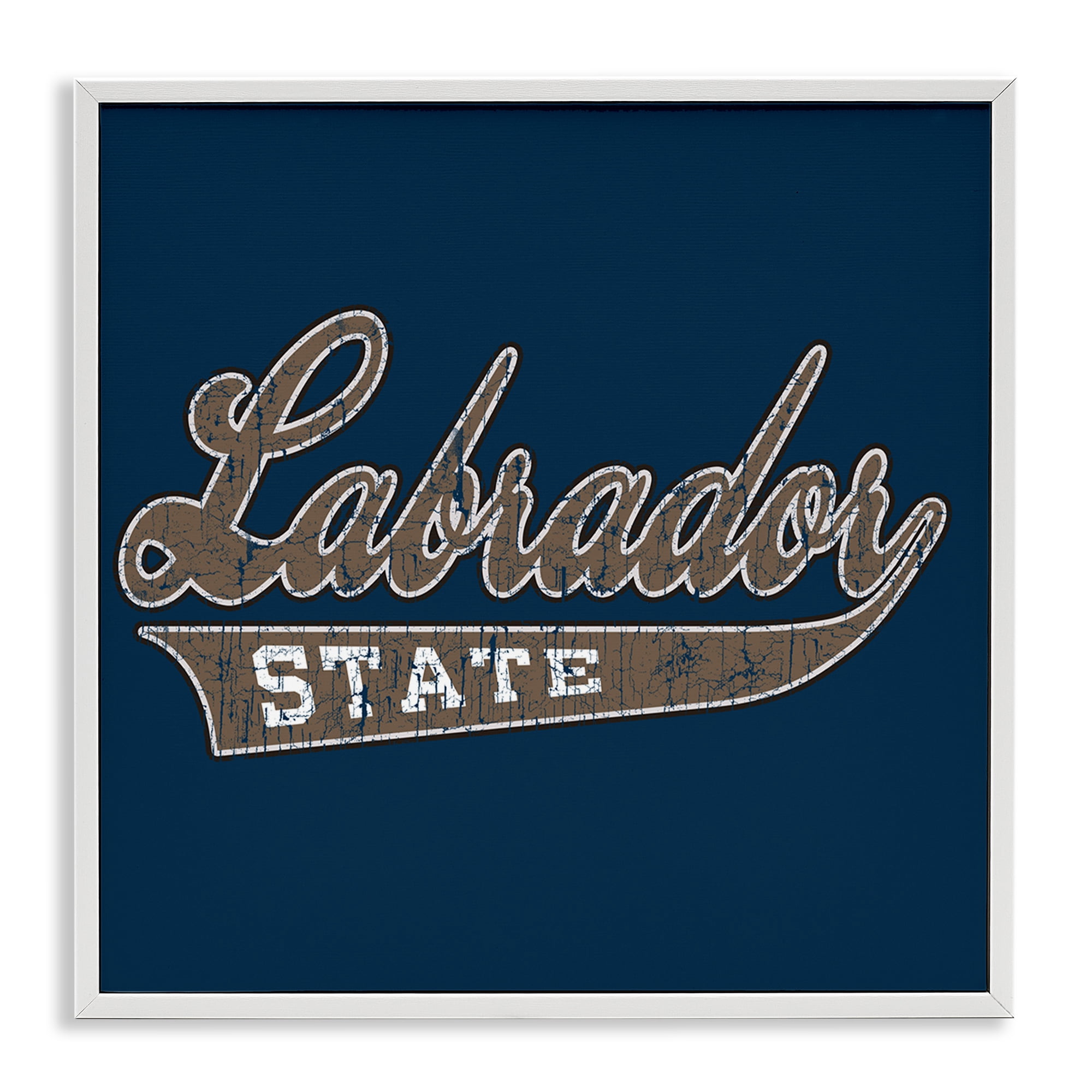 Stupell Industries Labrador State Varsity Novelty & Humor Painting White Framed Art Print Wall Art, 24 x 24