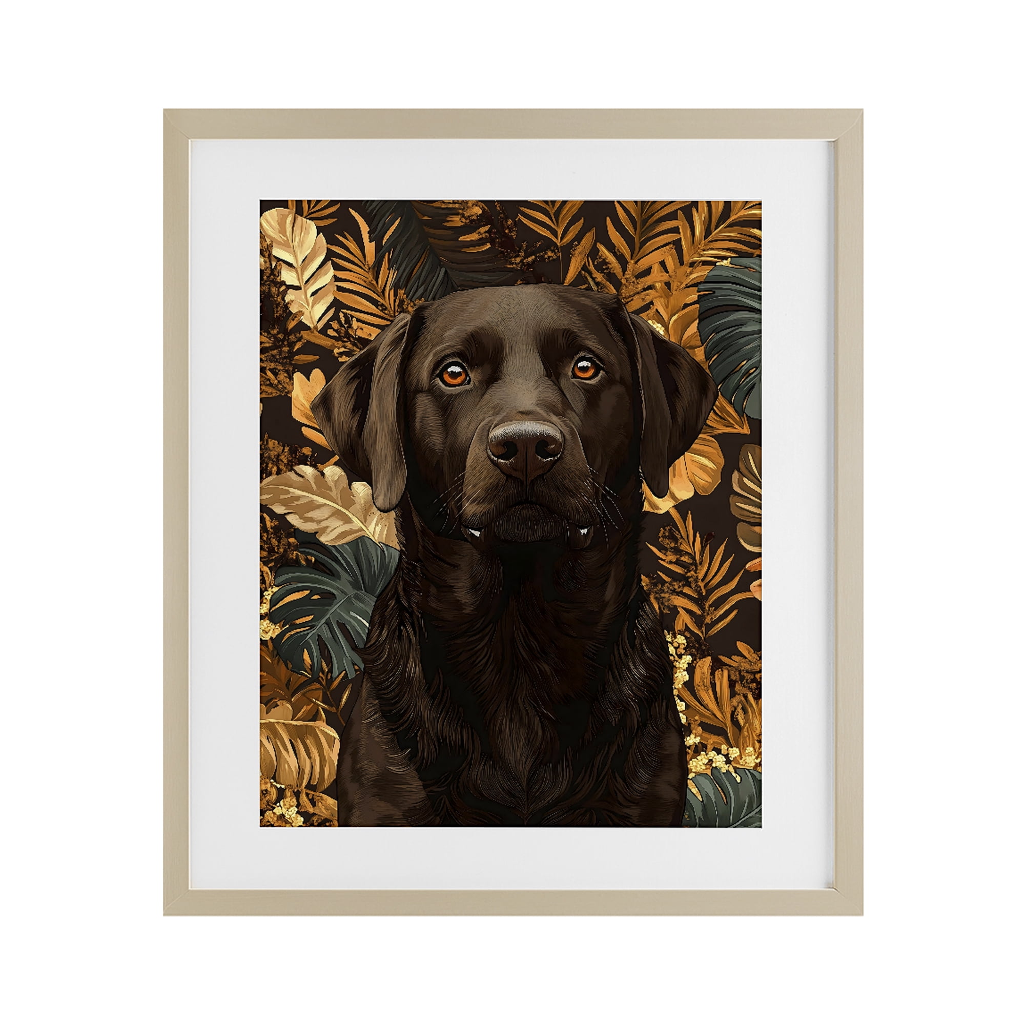 Stupell Industries Labrador with Golden Leaves Birch Framed Print Under Glass, design by Creative Studio