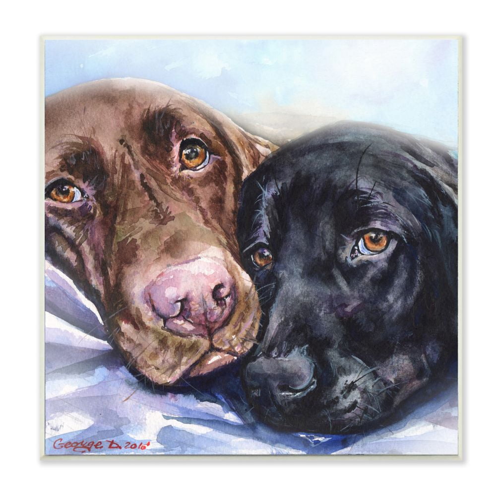 Stupell Industries Labradors Dog Pet Animal Watercolor Painting Wall Plaque Art by George Dyachenko