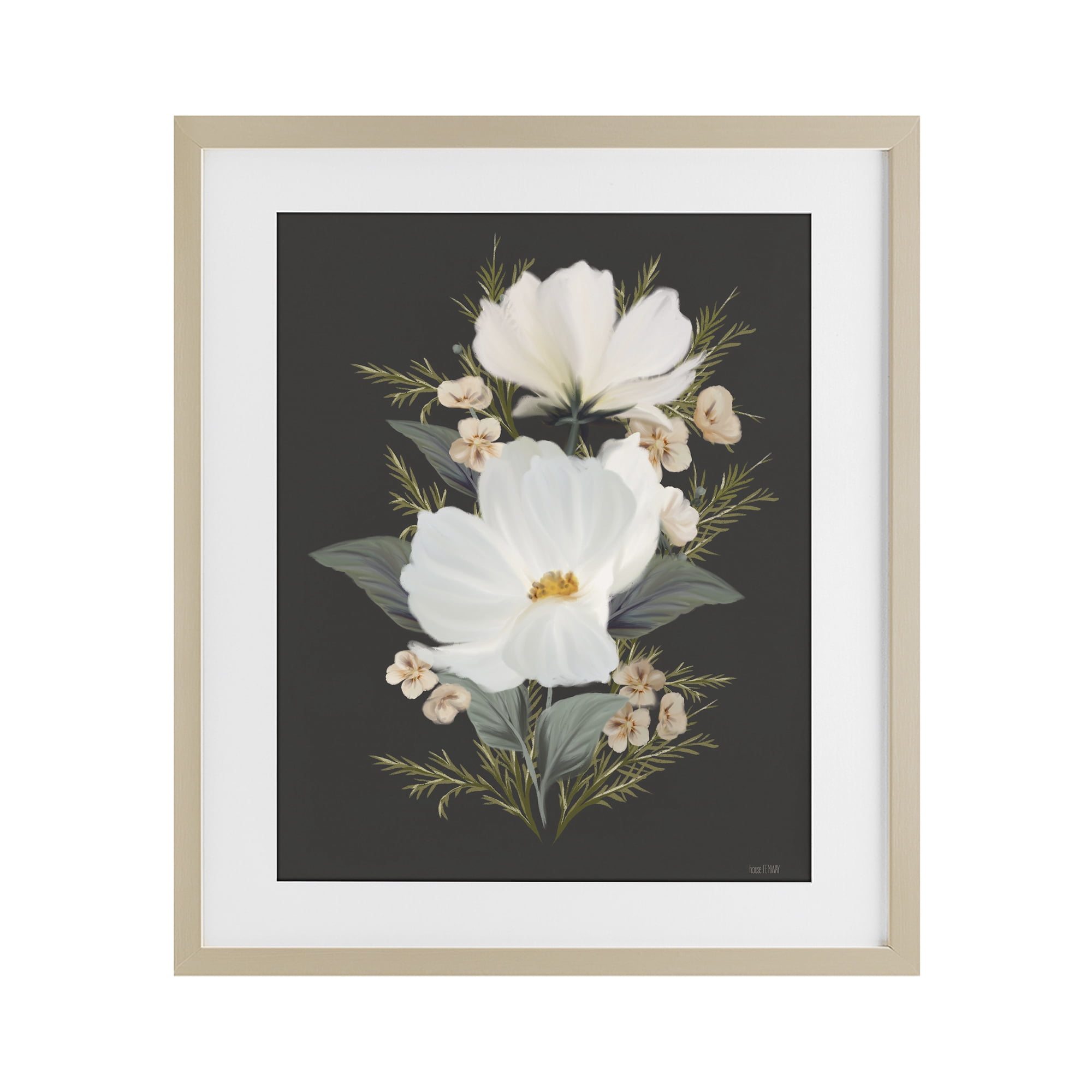 Stupell Industries Lace Cosmos Flowers Birch Framed Print Under Glass, design by House Fenway