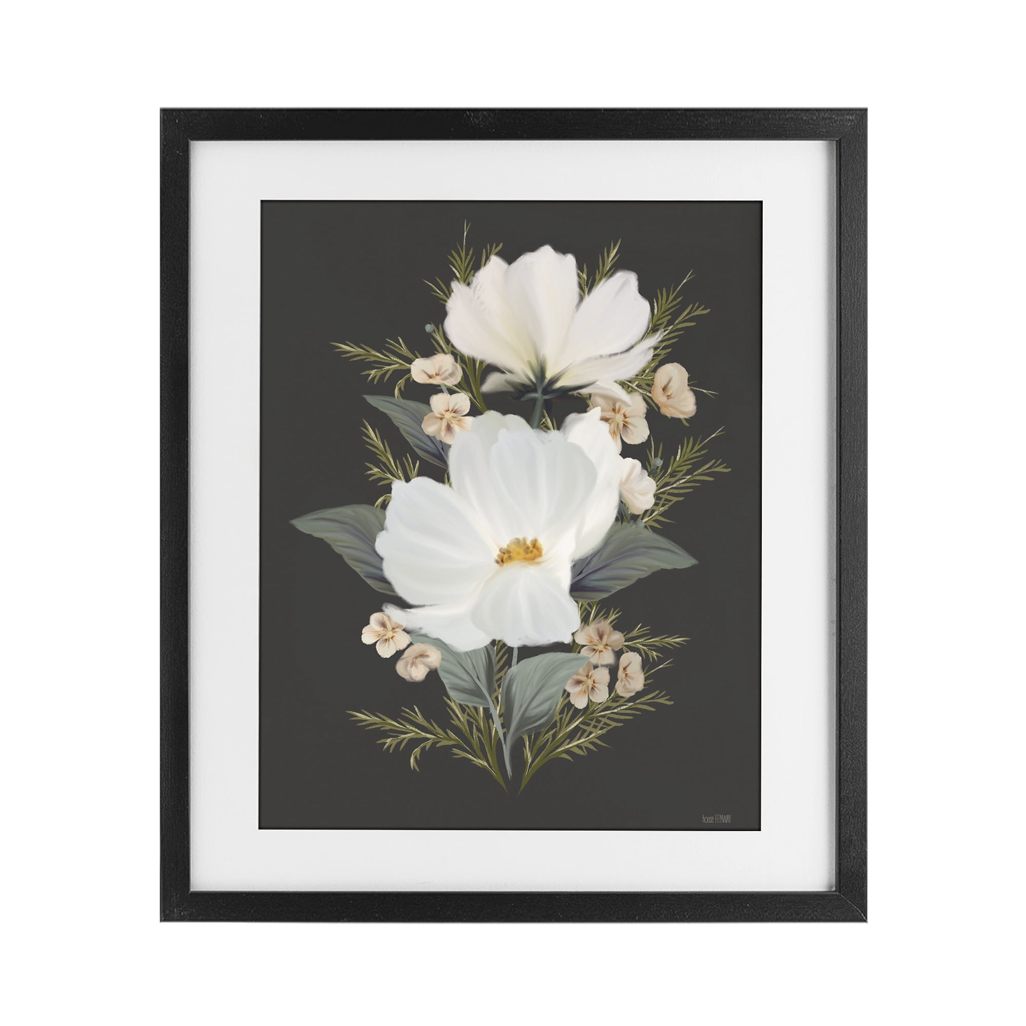 Stupell Industries Lace Cosmos Flowers Black Framed Print Under Glass, design by House Fenway