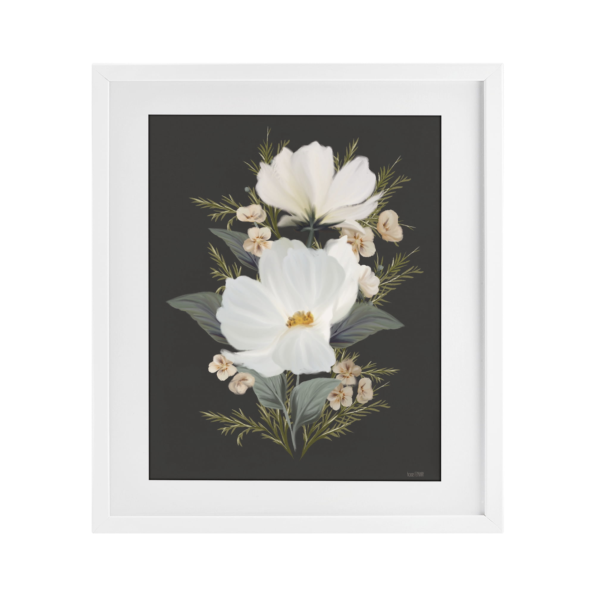 Stupell Industries Lace Cosmos Flowers White Framed Print Under Glass, design by House Fenway