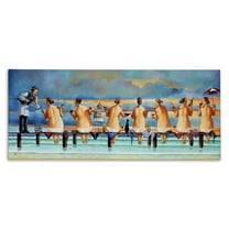 Stupell Industries Ladies Enjoying Beach Novelty Painting Gallery Wrapped Canvas Art Print Wall Art, 24 x 10