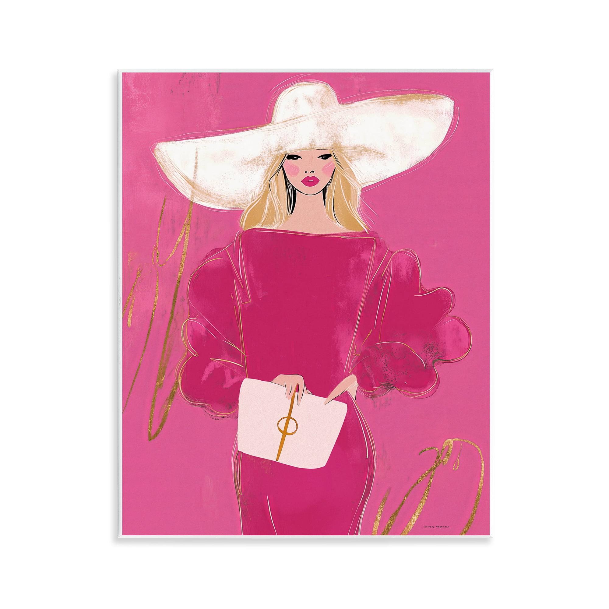 Stupell Industries Lady In Pink with Hat Wall Plaque Art, design by Svetlana Aleynikova