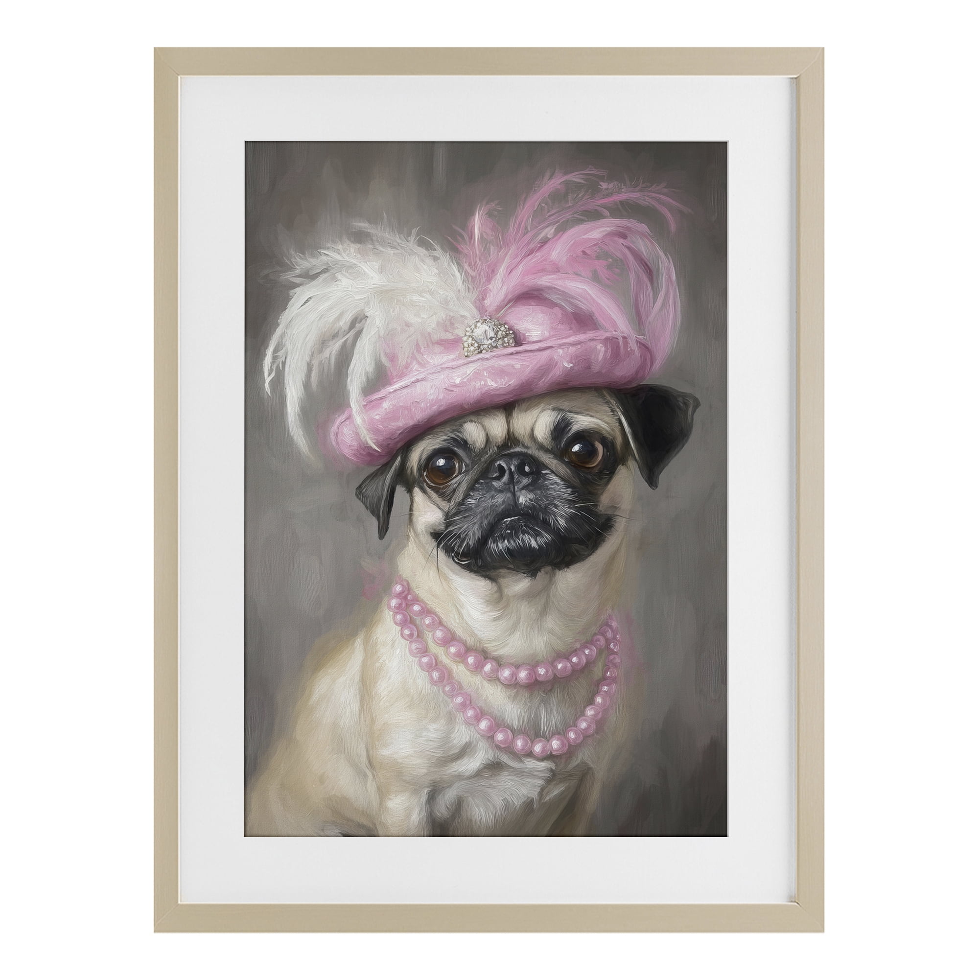 Stupell Industries Lady Pug Portrait Birch Framed Print Under Glass, design by Tina LeCour