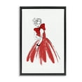 Stupell Industries Lady & Red Bow Dress Novelty Painting Black Floater