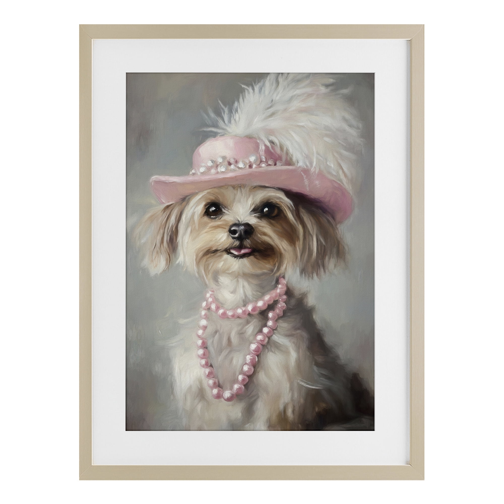 Stupell Industries Lady Yorkie Portrait Birch Framed Print Under Glass, design by Tina LeCour