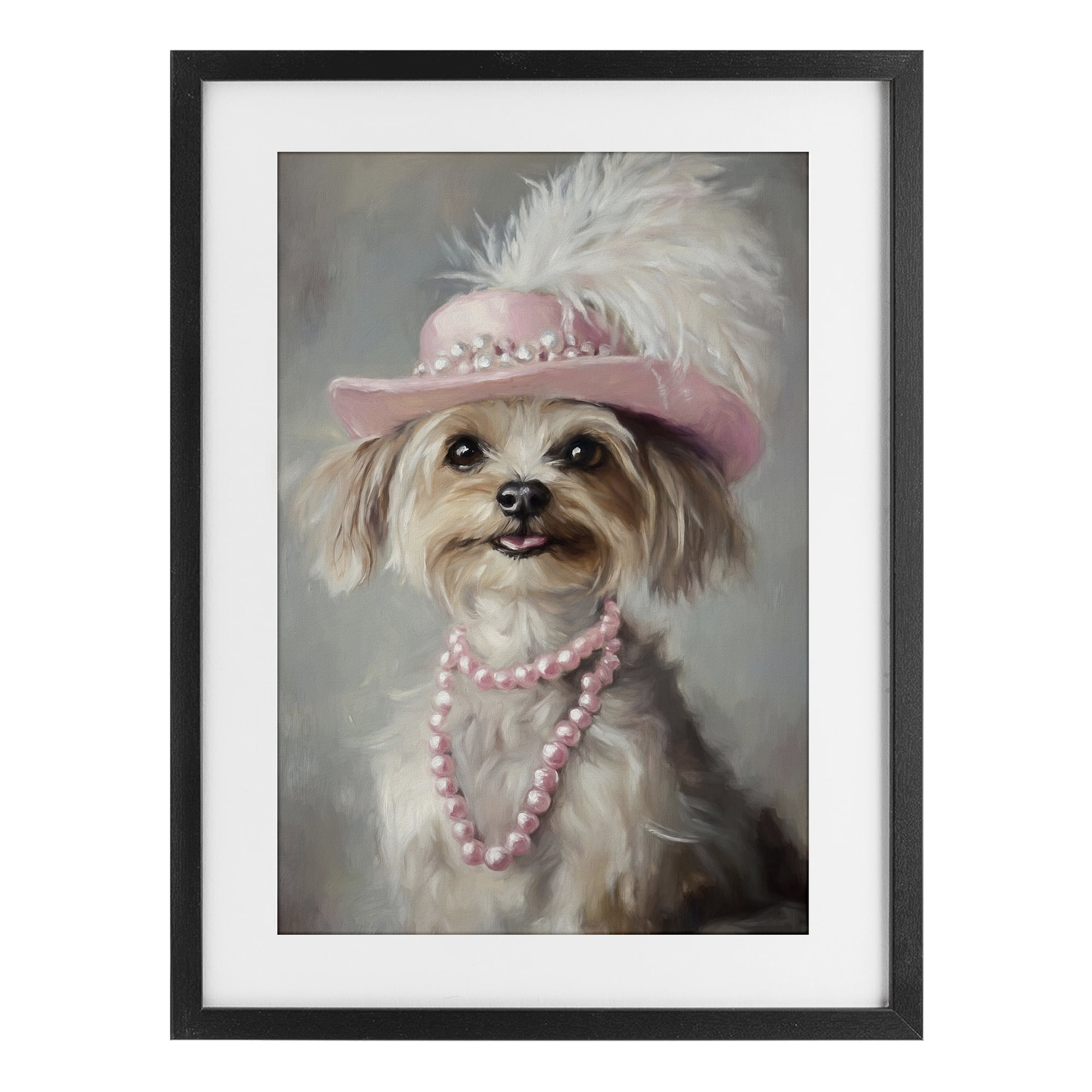 Stupell Industries Lady Yorkie Portrait Black Framed Print Under Glass, design by Tina LeCour