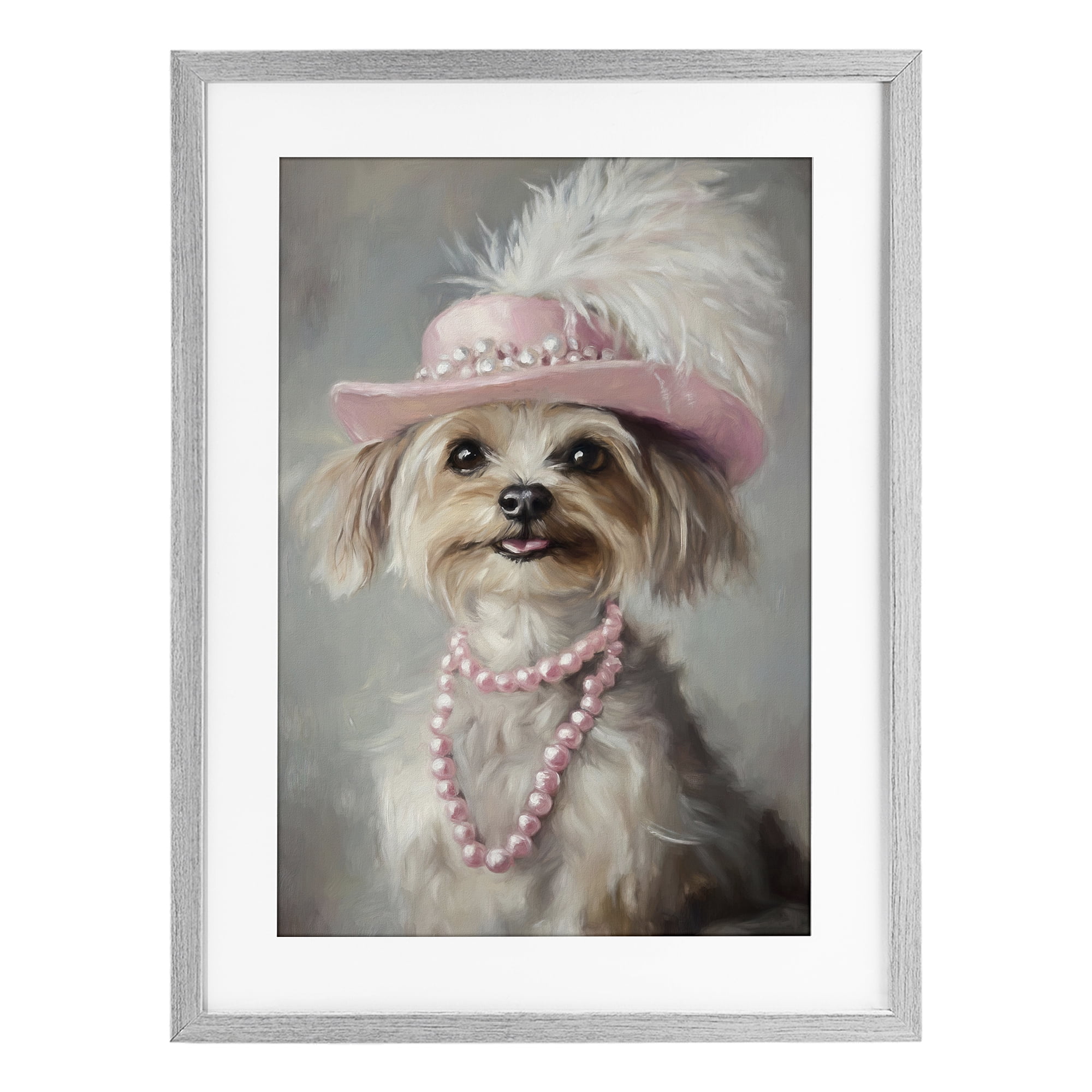 Stupell Industries Lady Yorkie Portrait Gray Framed Print Under Glass, design by Tina LeCour