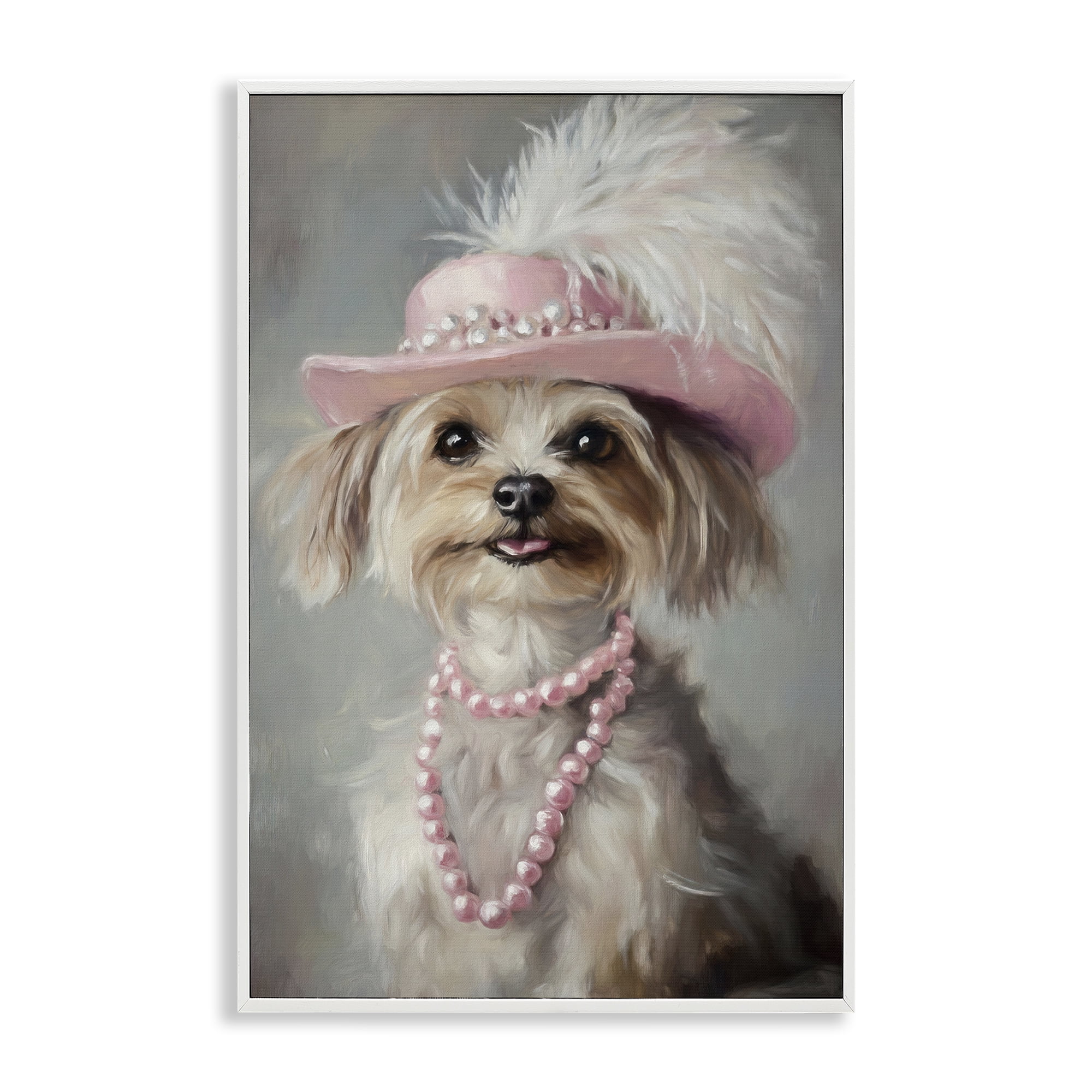 Stupell Industries Lady Yorkie Portrait White Framed Giclee Art, design by Tina LeCour