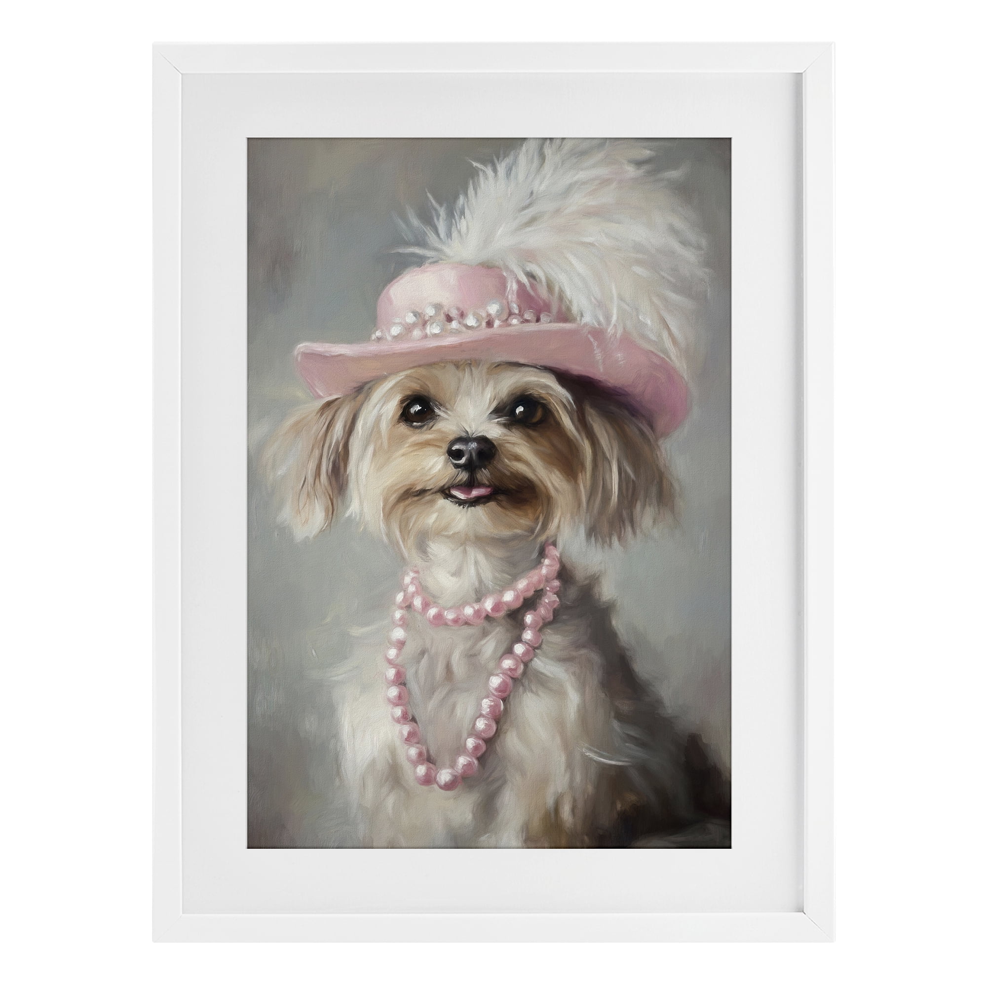 Stupell Industries Lady Yorkie Portrait White Framed Print Under Glass, design by Tina LeCour