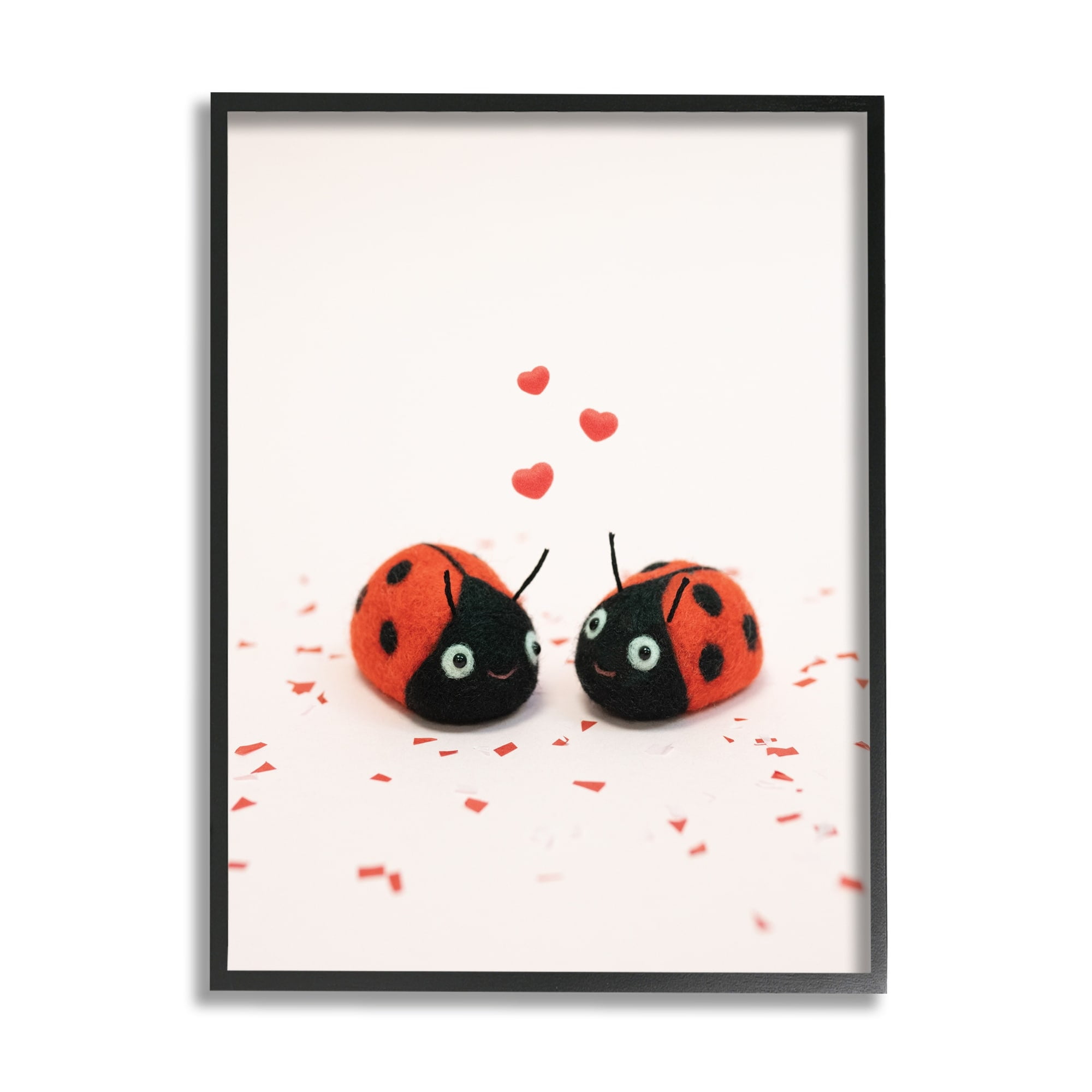 Stupell Industries Ladybugs Valentine's Hearts Holiday Photography Black Framed Art Print Wall Art
