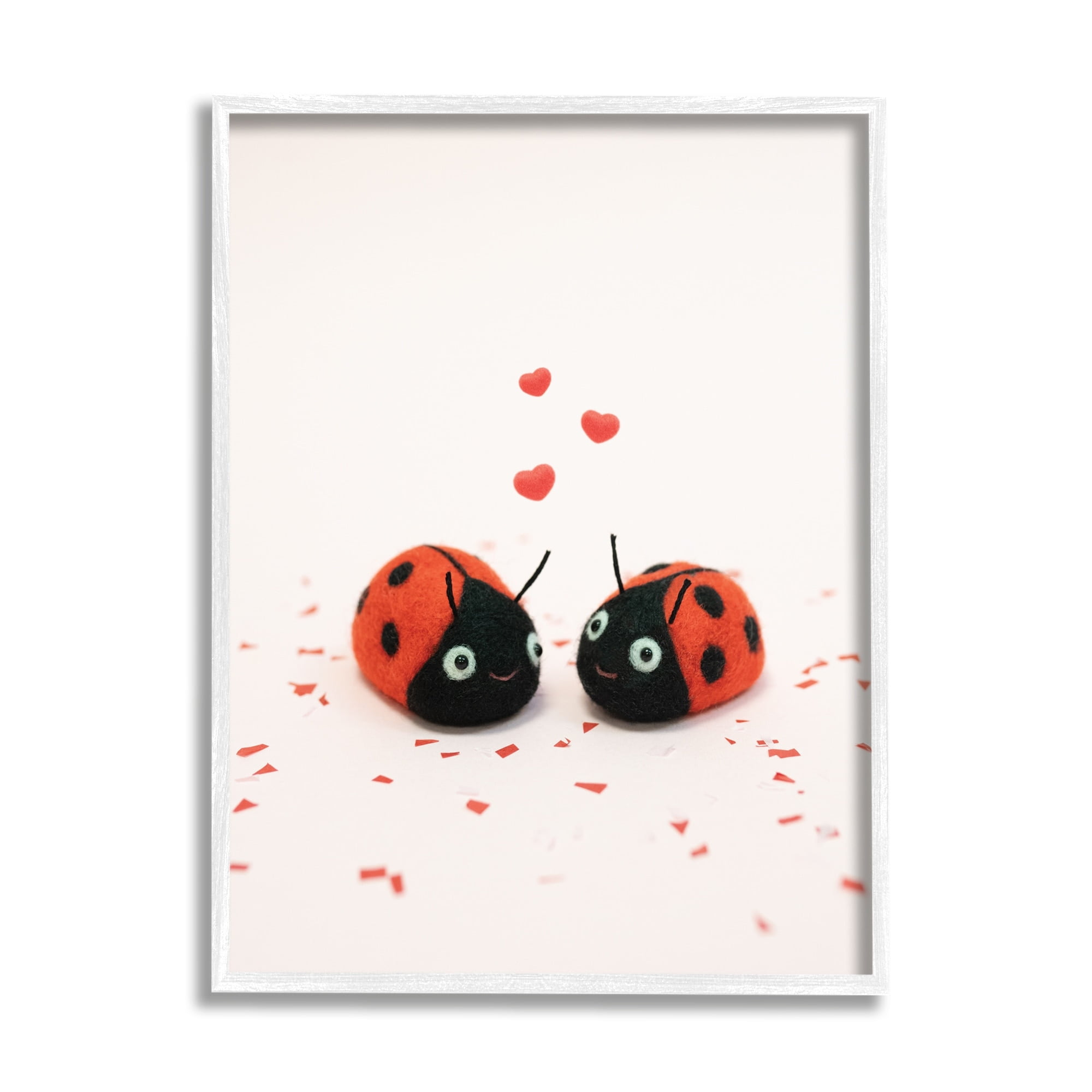Stupell Industries Ladybugs Valentine's Hearts Holiday Photography White Framed Art Print Wall Art