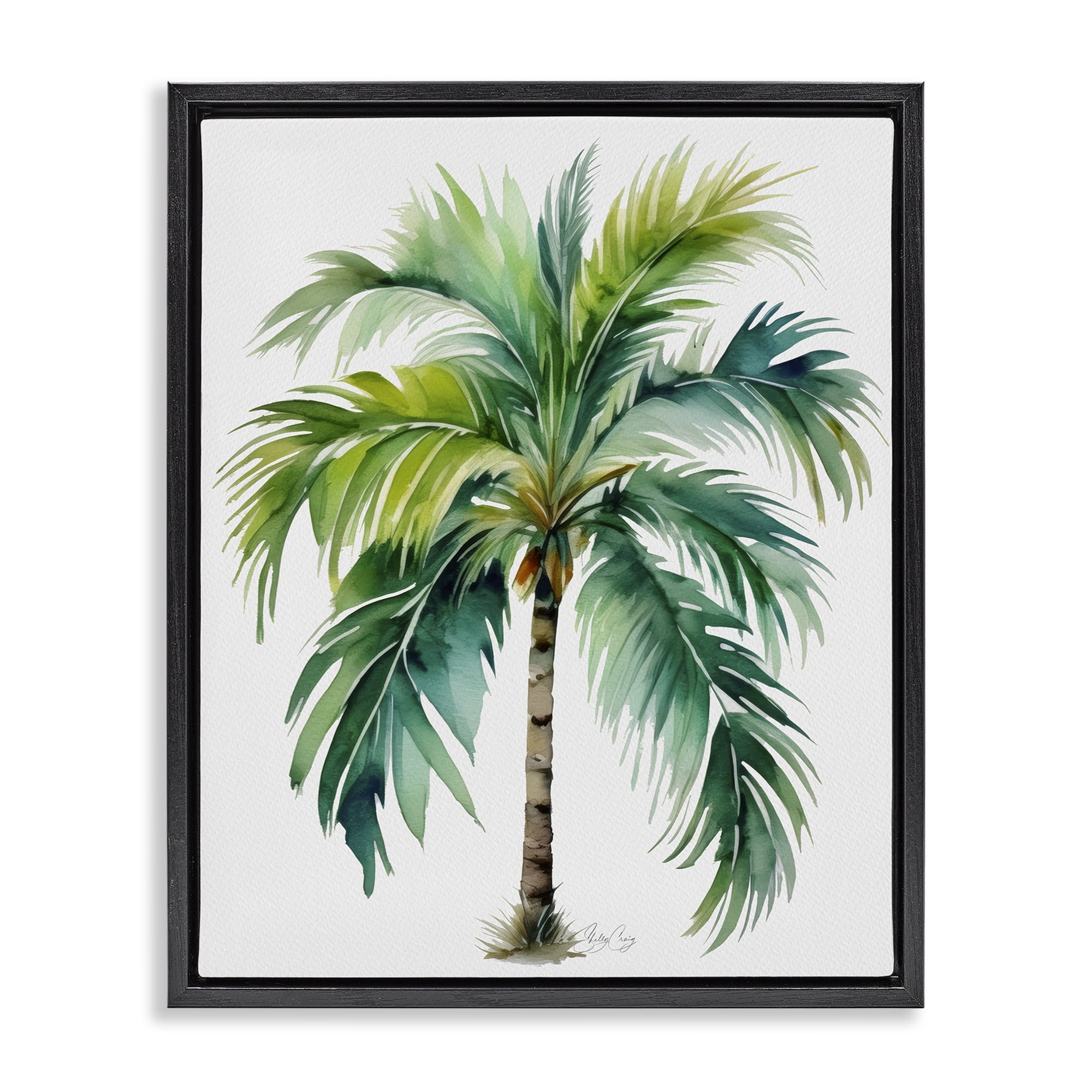 Stupell Industries Lagoon Majesty Palm Black Framed Floater Canvas Wall Art, design by Shelly Craig