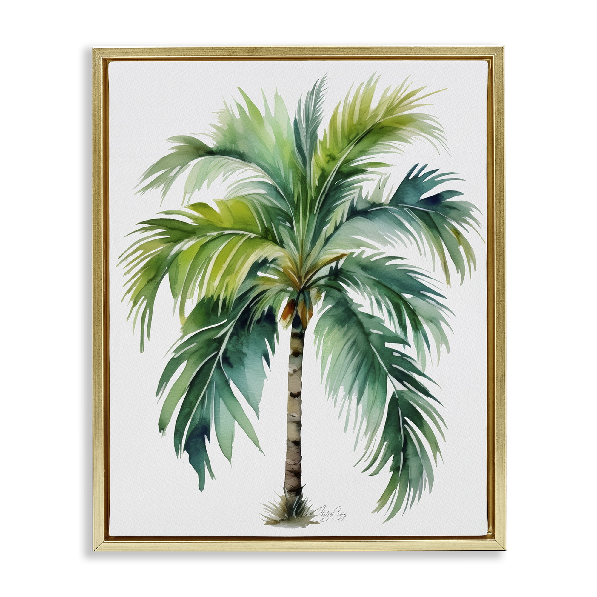 Stupell Industries Lagoon Majesty Palm Gold Framed Floater Canvas Wall Art, design by Shelly Craig