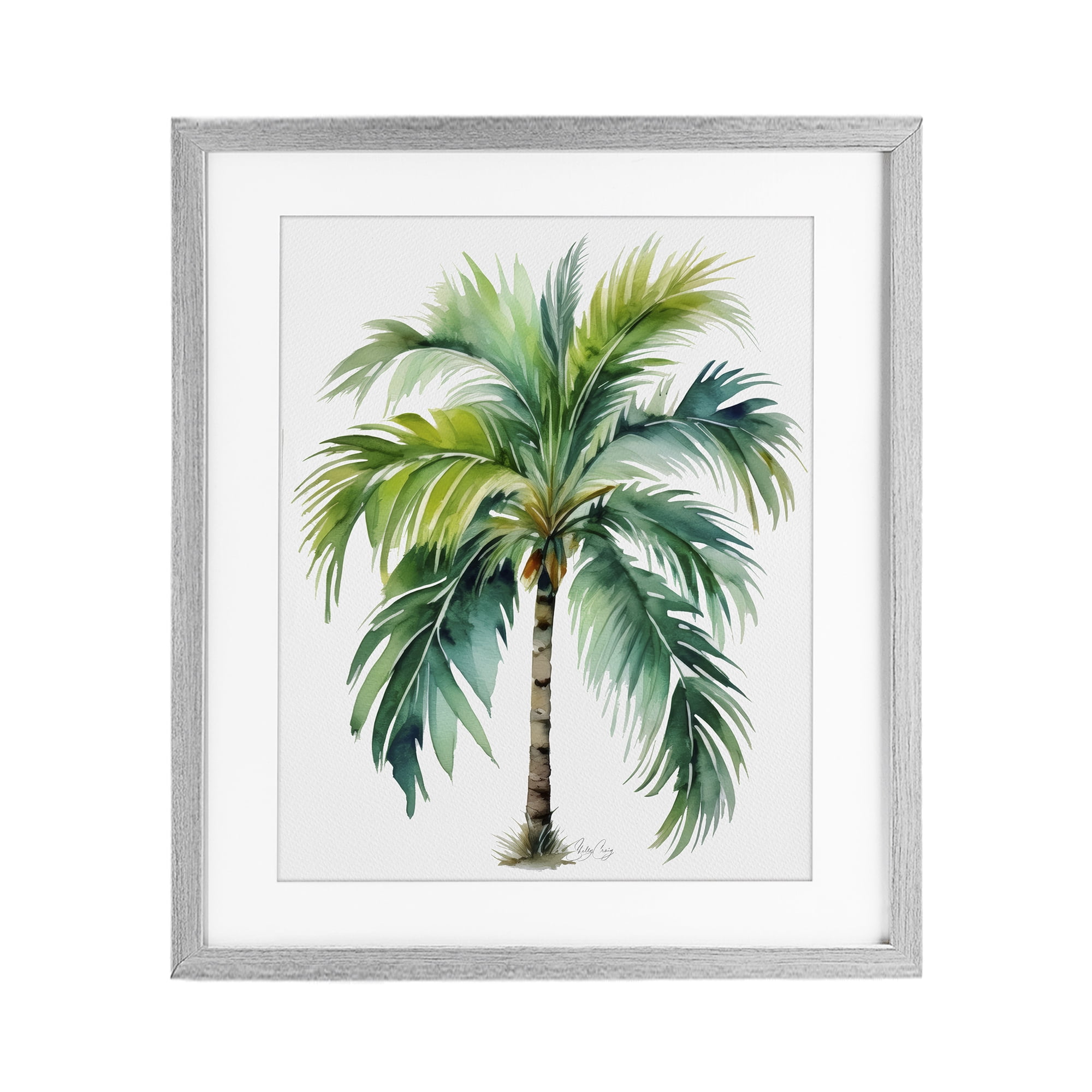 Stupell Industries Lagoon Majesty Palm Gray Framed Print Under Glass, design by Shelly Craig