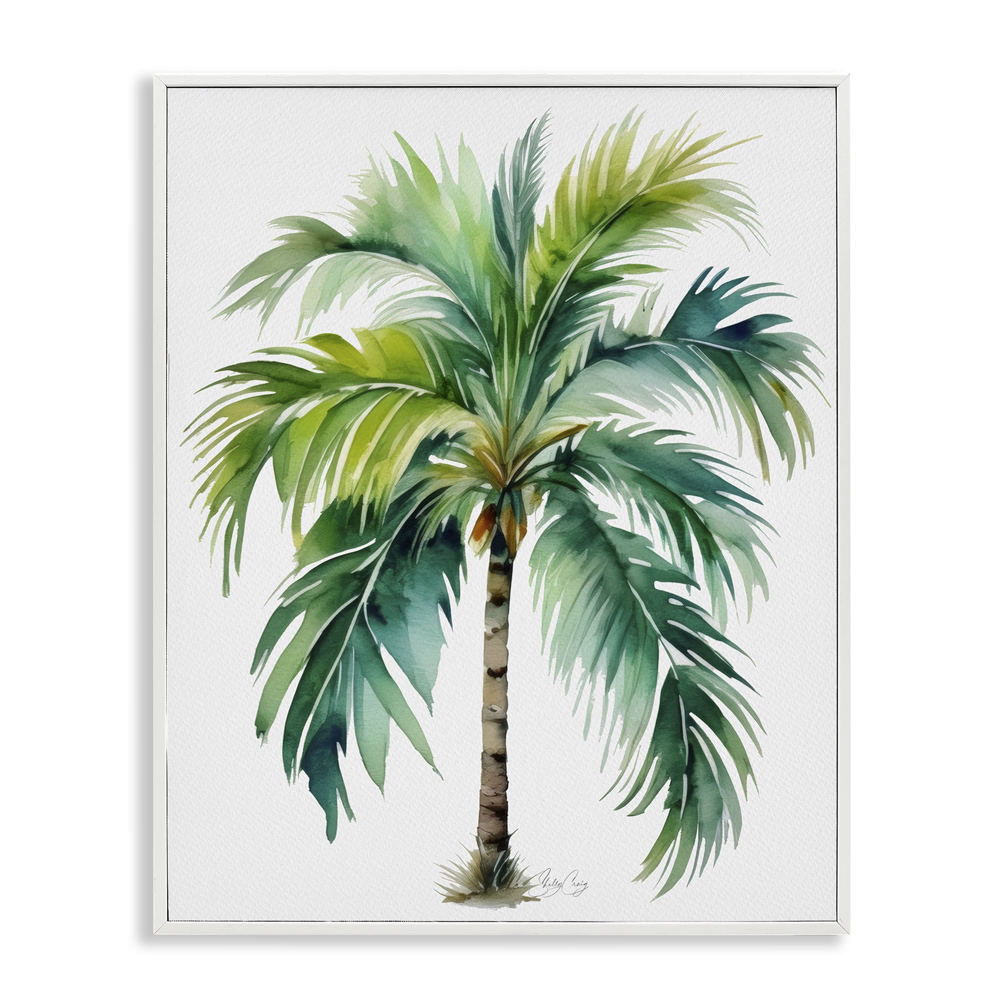 Stupell Industries Lagoon Majesty Palm White Framed Giclee Art, design by Shelly Craig