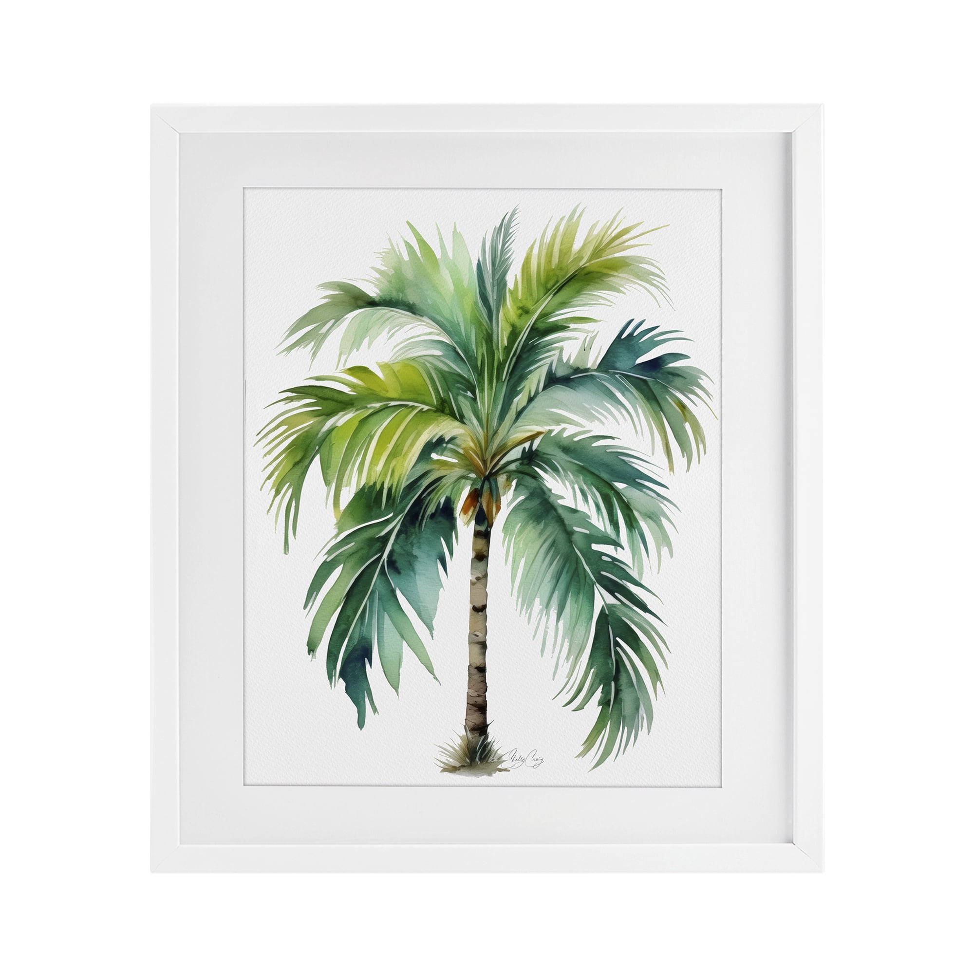 Stupell Industries Lagoon Majesty Palm White Framed Print Under Glass, design by Shelly Craig