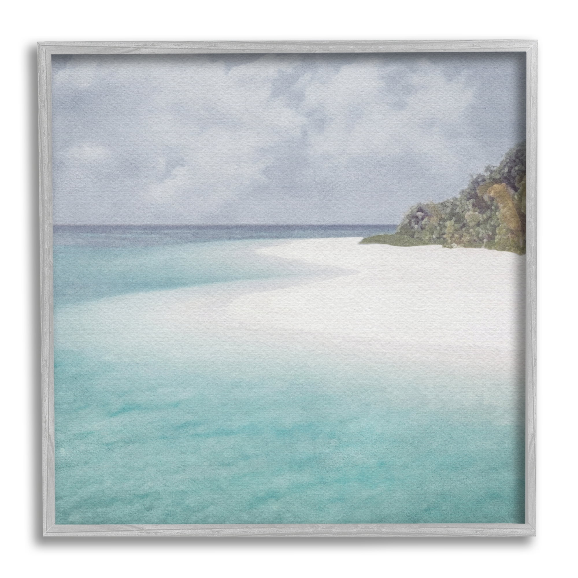 Stupell Industries Lagoon Shore Watercolor Nature Painting Gray Framed Art Print Wall Art, 12 x 12