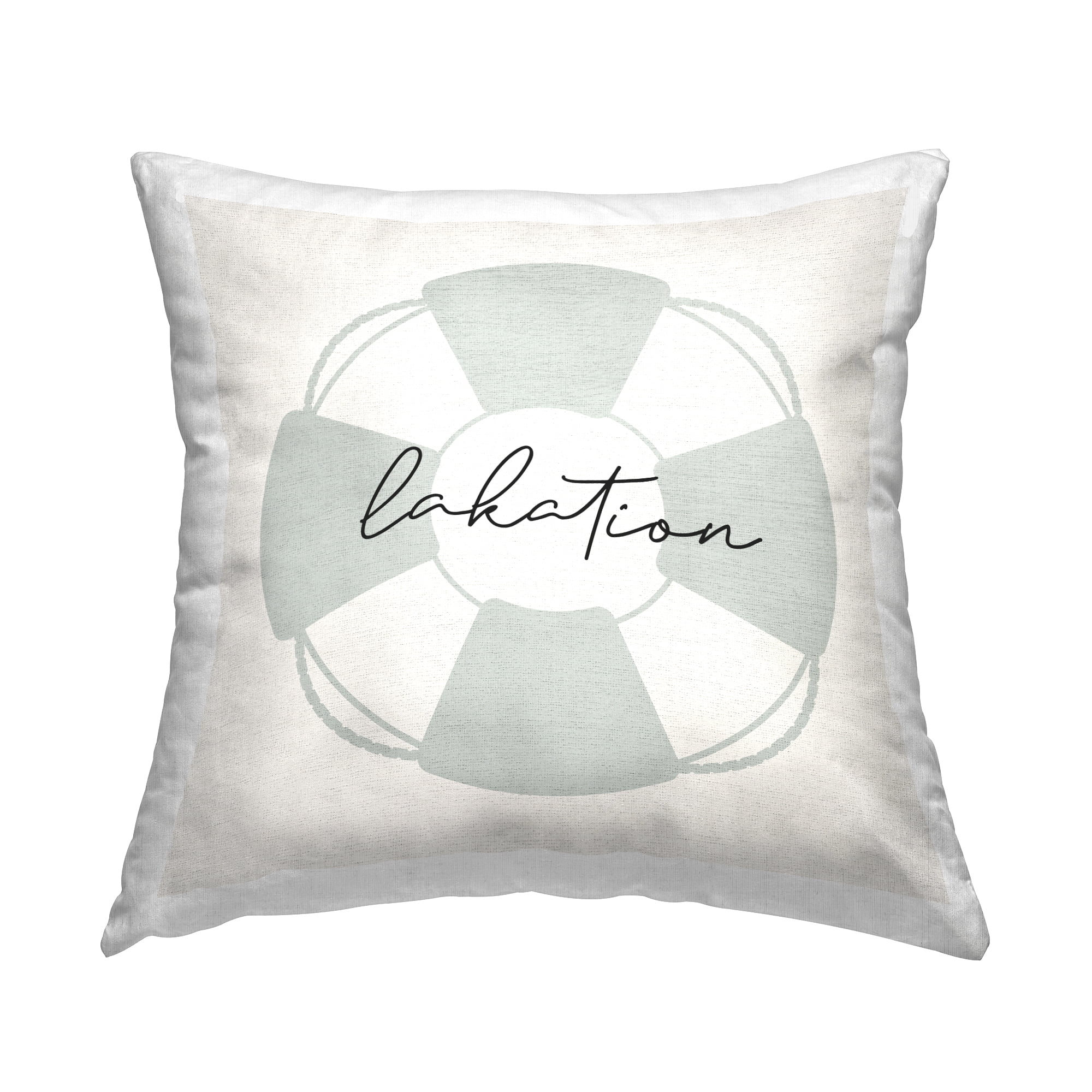 Stupell Industries Lakation Lake Vacation Phrase Square Decorative Printed Throw Pillow, 18 x 18