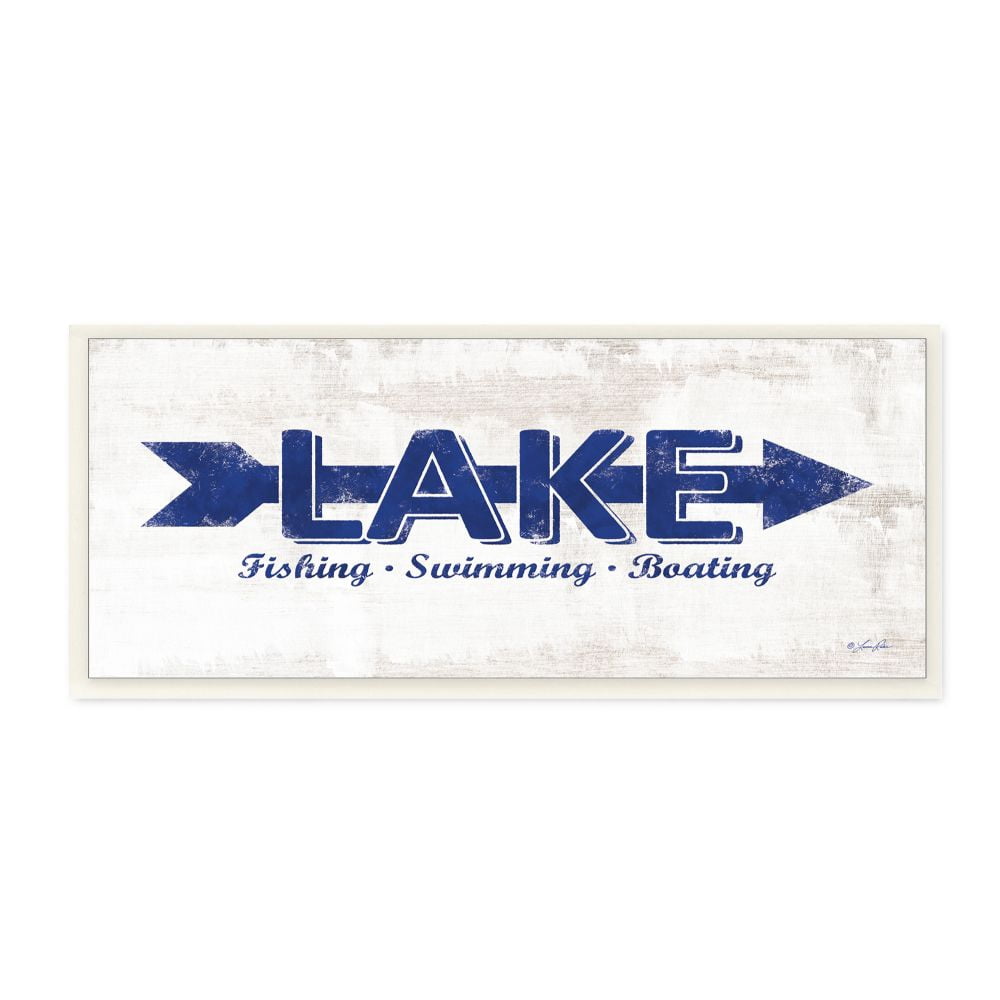 Stupell Industries Lake Directional Arrow Sign With Water Activities Designed by Lauren Rader