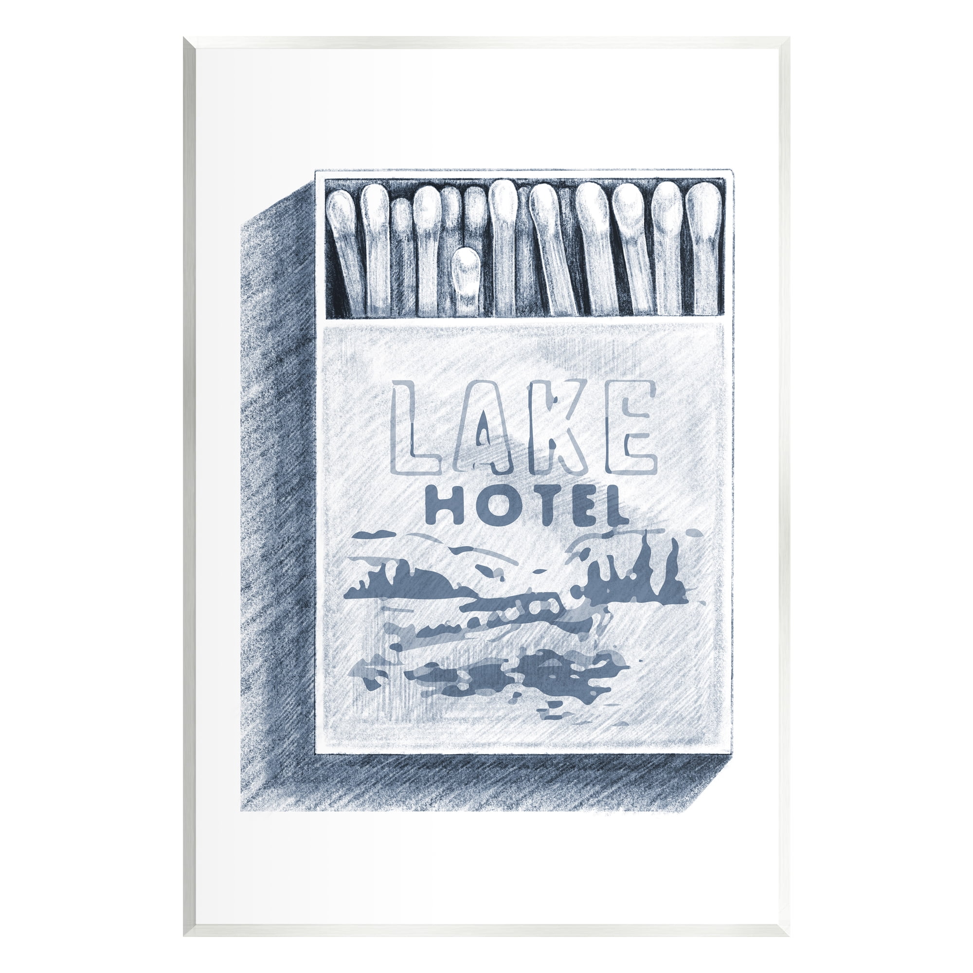 Stupell Industries Lake Hotel Matchbook Drawing Landscape Painting Unframed Art Print Wall Art