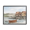 thumbnail image 1 of Stupell Industries Lake House Boats Landscape Painting Black Framed Art Print Wall Art, 20 x 16, 1 of 9