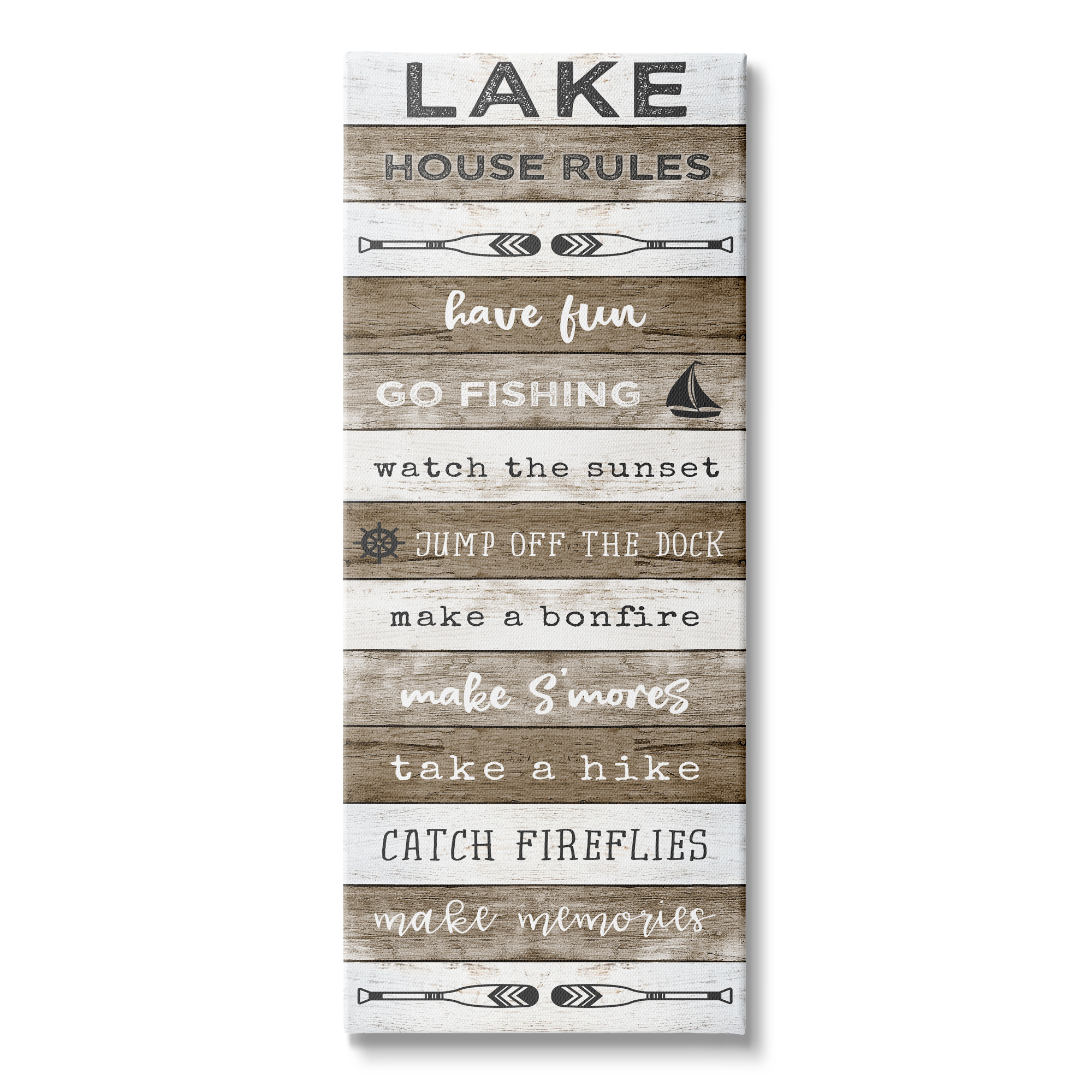 Stupell Industries Lake House Rules List Rustic Pattern Boat Oars, 10 x 24, Design by Natalie Carpentieri