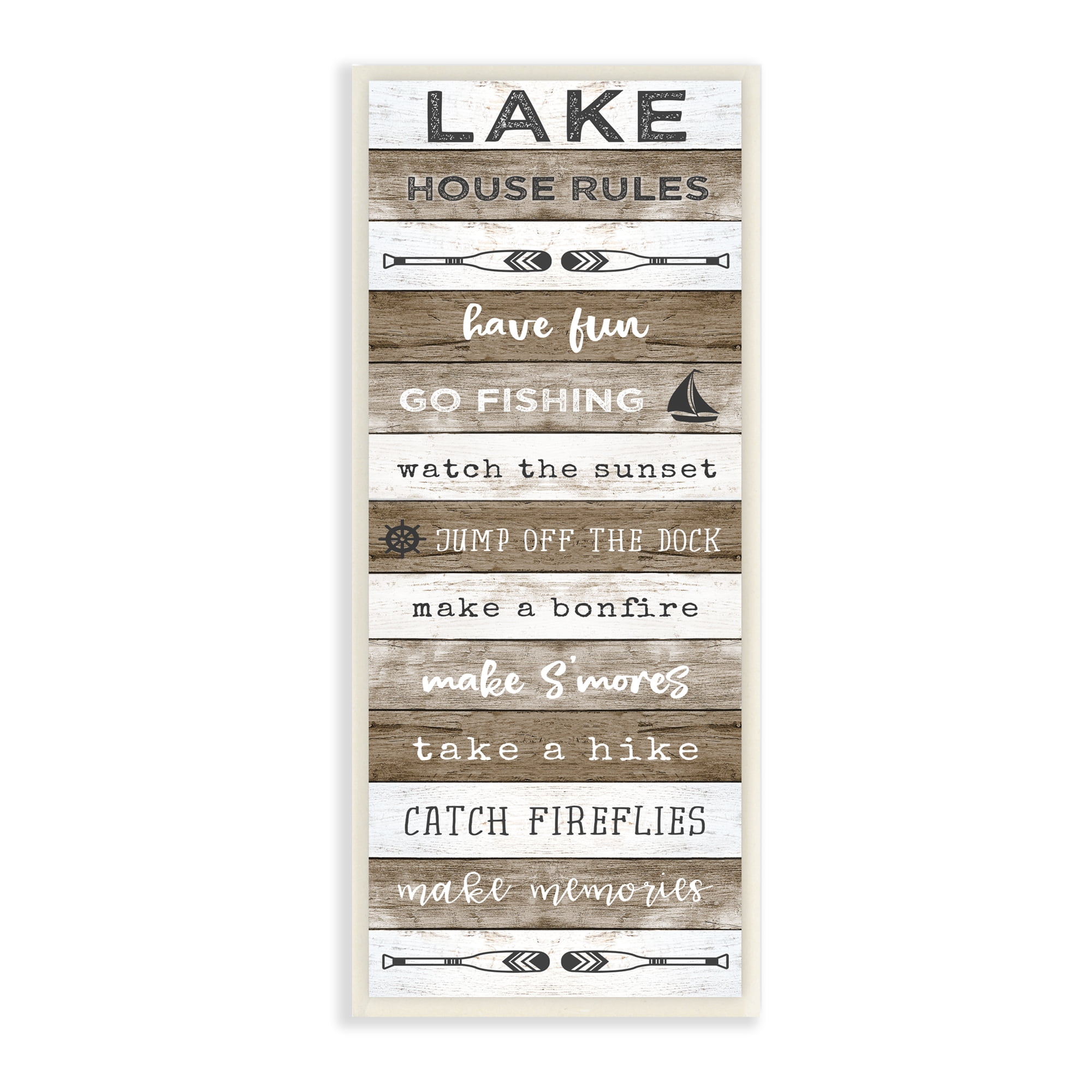 Stupell Industries Lake House Rules List Rustic Pattern Boat Oars, 7 x 17, Design by Natalie Carpentieri