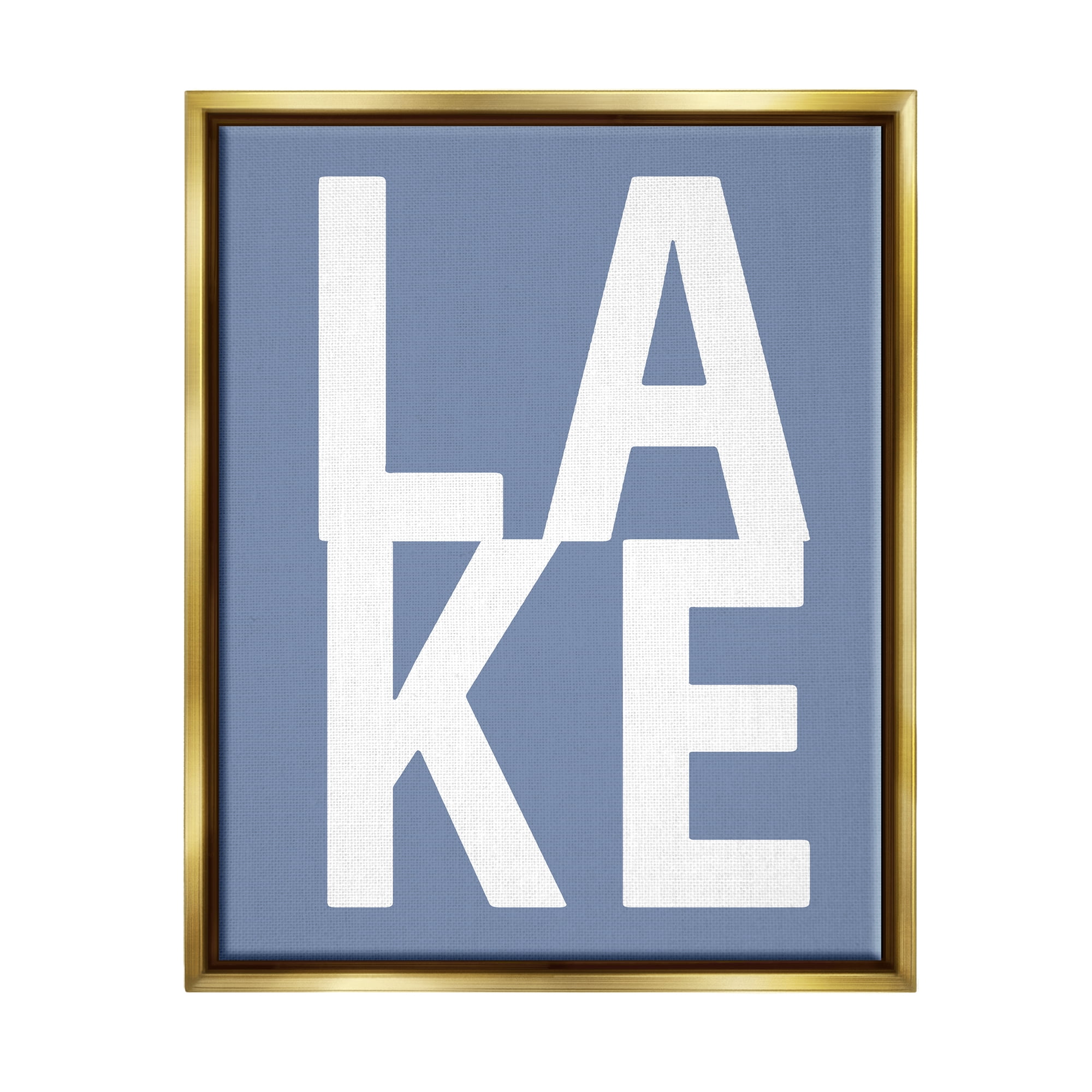 Stupell Industries Lake House Text Nature Painting Gold Floater Framed Canvas Art Print Wall Art, 25 x 31
