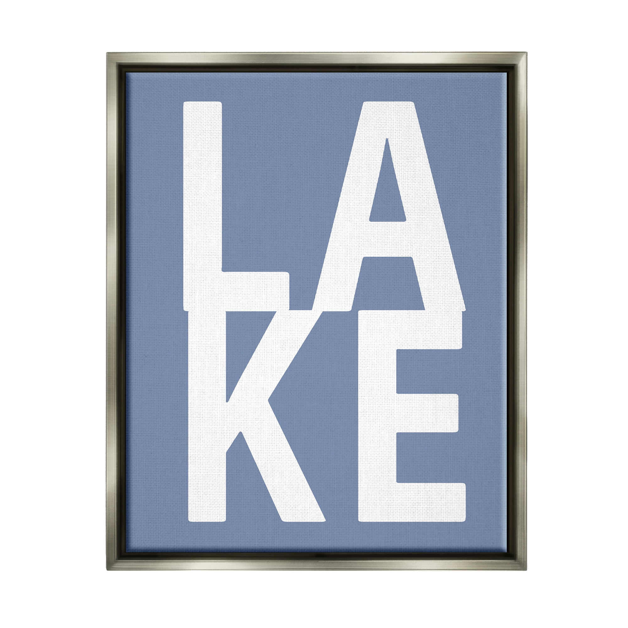 Stupell Industries Lake House Text Nature Painting Gray Floater Framed Canvas Art Print Wall Art, 25 x 31