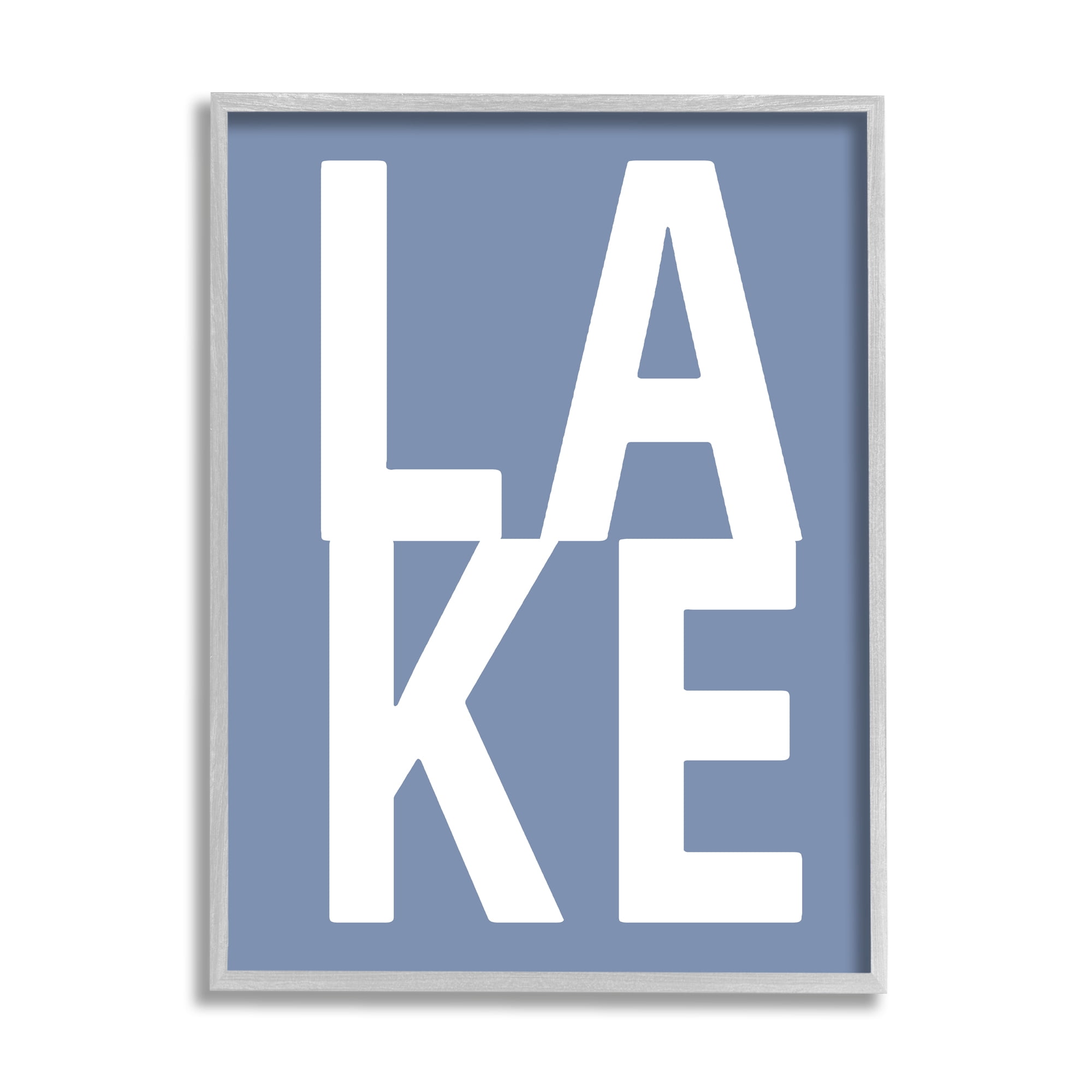 Stupell Industries Lake House Text Nature Painting Gray Framed Art Print Wall Art, 16 x 20